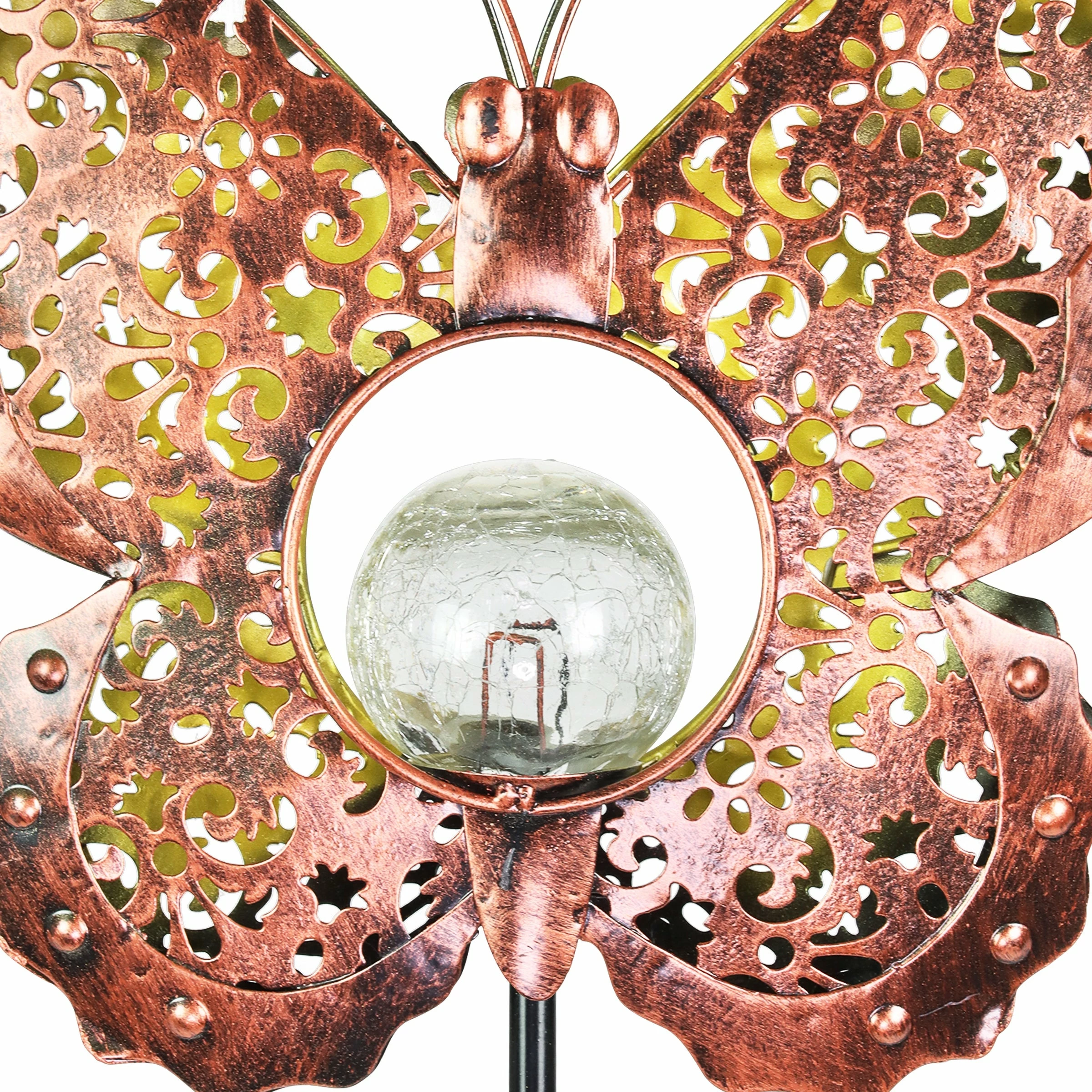 Budget π Promo π Exhart Solar Fleur De Lis Filigree Metal Butterfly Stake With Glass Crackle Ball Center In Bronze, 11.5 By 39 Inches βοΈ π― 7 Budget π Promo π Exhart Solar Fleur De Lis Filigree Metal Butterfly Stake With Glass Crackle Ball Center In Bronze, 11.5 By 39 Inches βοΈ π― - Image 5