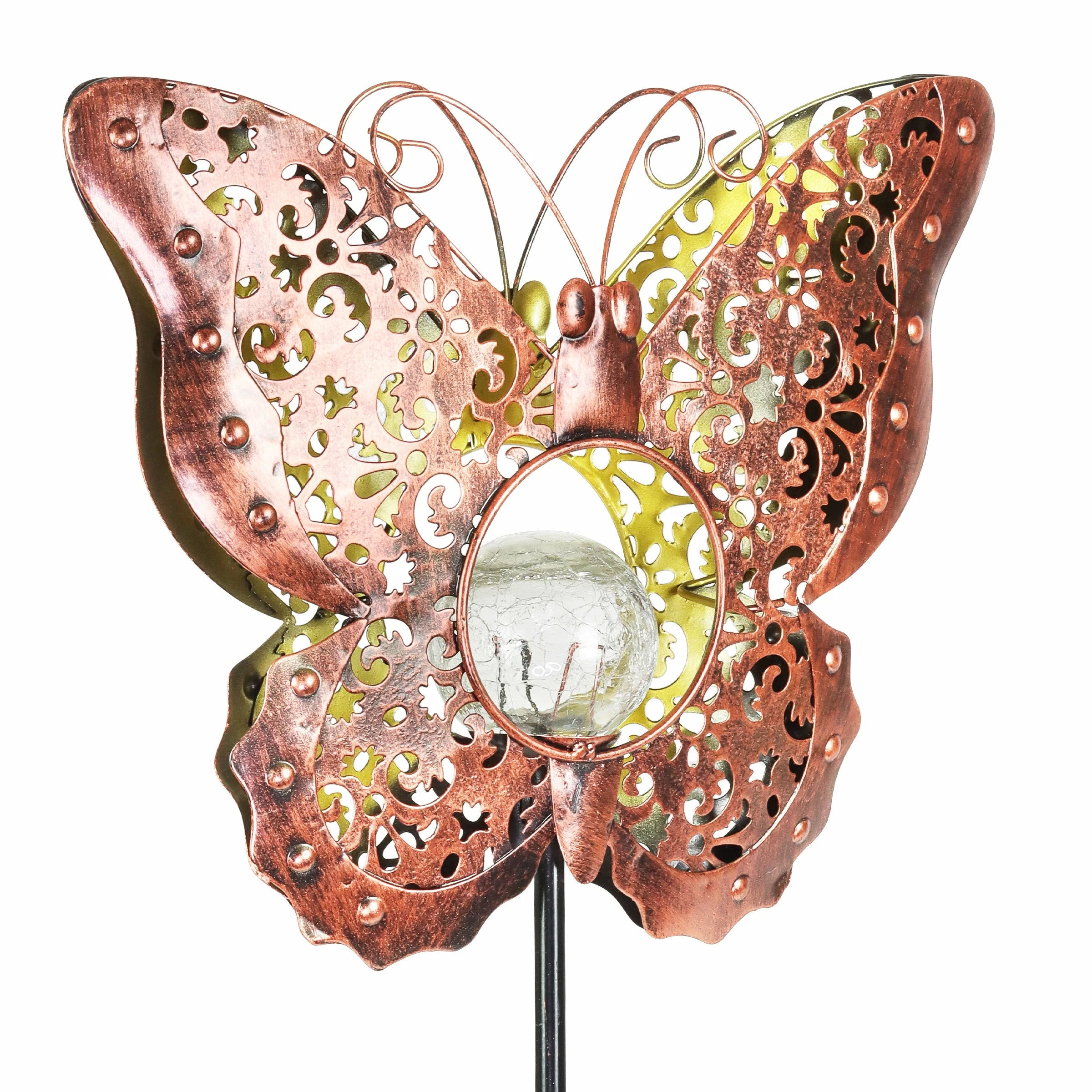Budget π Promo π Exhart Solar Fleur De Lis Filigree Metal Butterfly Stake With Glass Crackle Ball Center In Bronze, 11.5 By 39 Inches βοΈ π― 8 Budget π Promo π Exhart Solar Fleur De Lis Filigree Metal Butterfly Stake With Glass Crackle Ball Center In Bronze, 11.5 By 39 Inches βοΈ π― - Image 6
