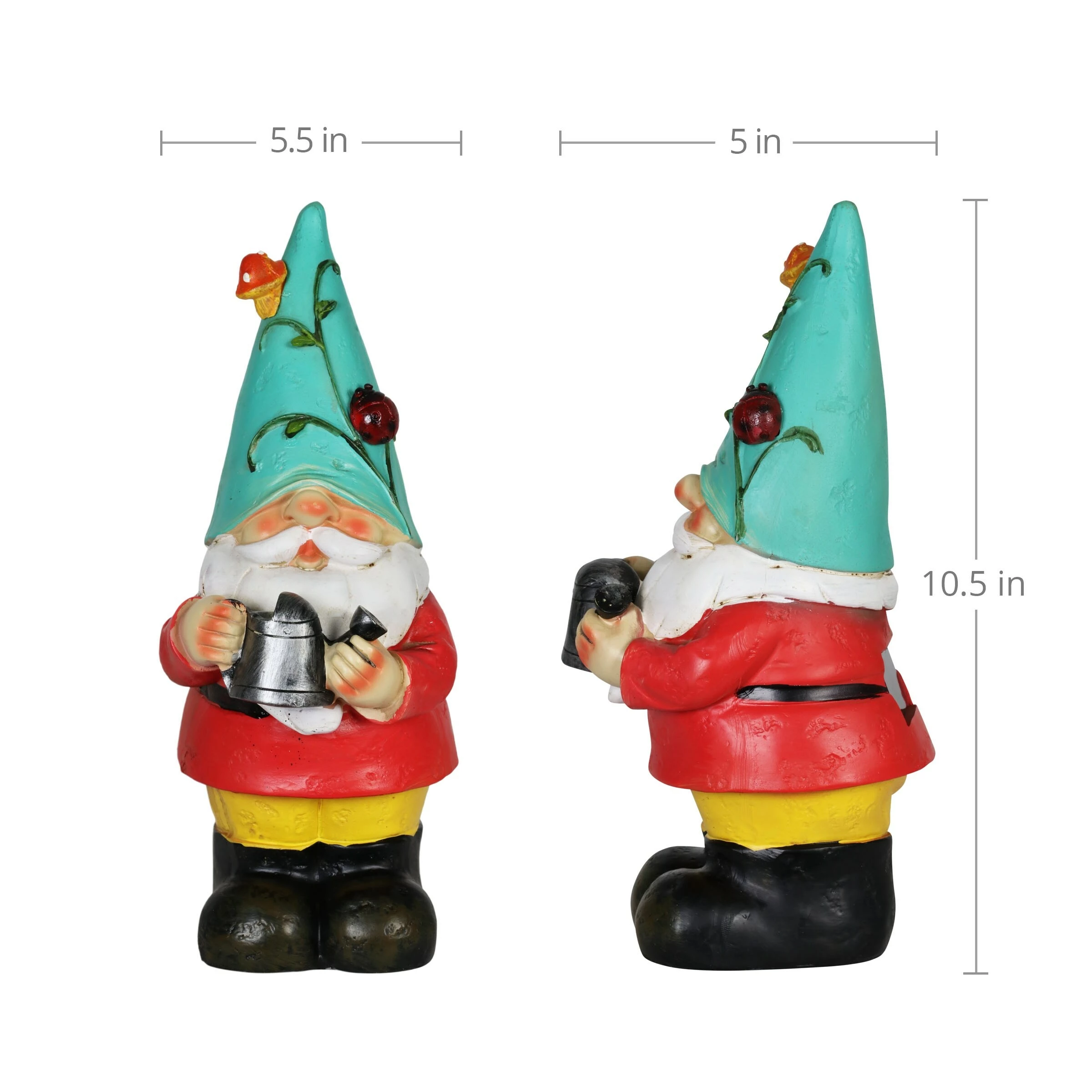 Discount π€© Cheapest π€© Exhart Solar Floral Hat Garden Gnome Statue, 10 Inch Green π π - Image 4