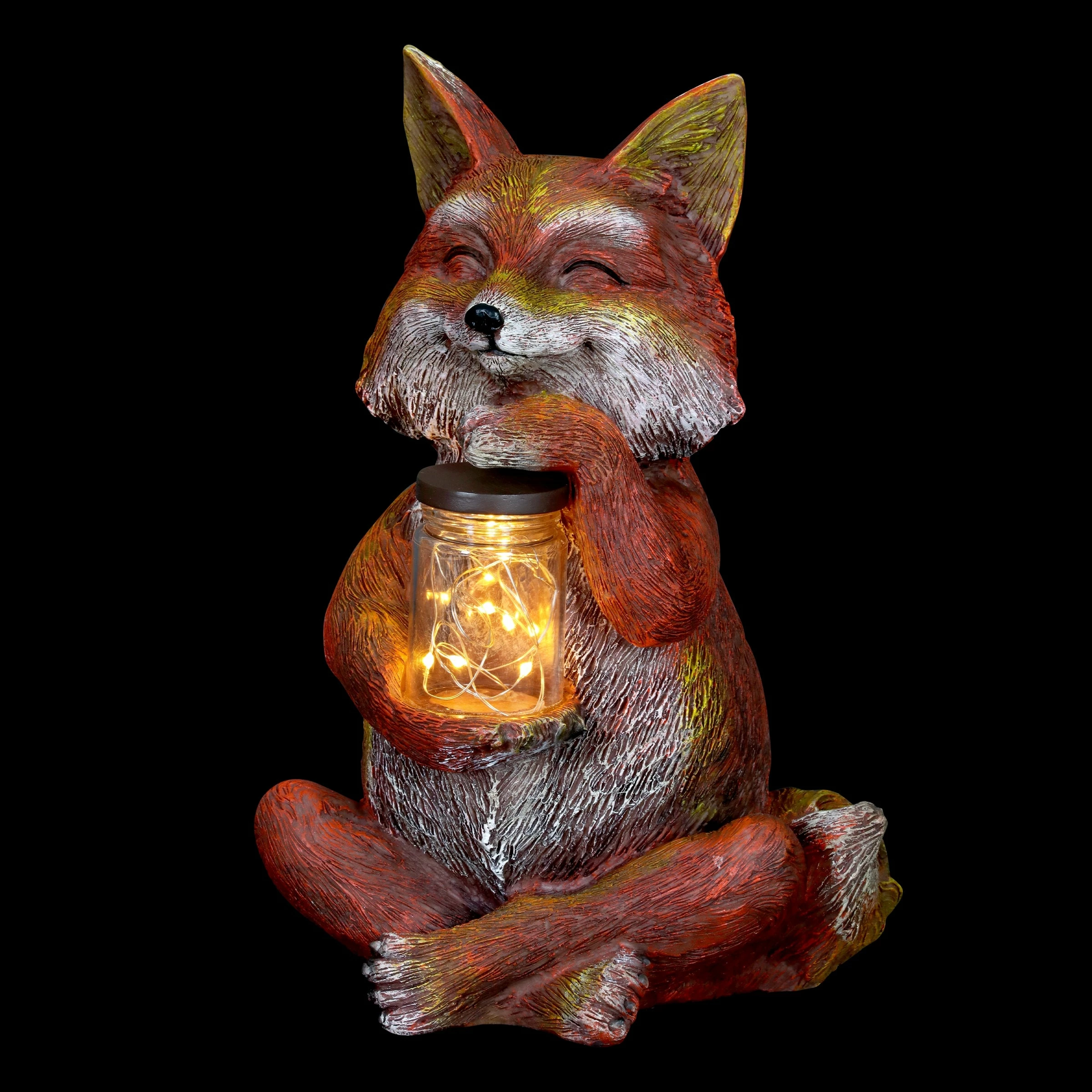New π Coupon π₯ Exhart Solar Fox Garden Statue Holding A Glass Jar With Six LED Firefly String Lights, 6 By 11 Inches π π - Image 12