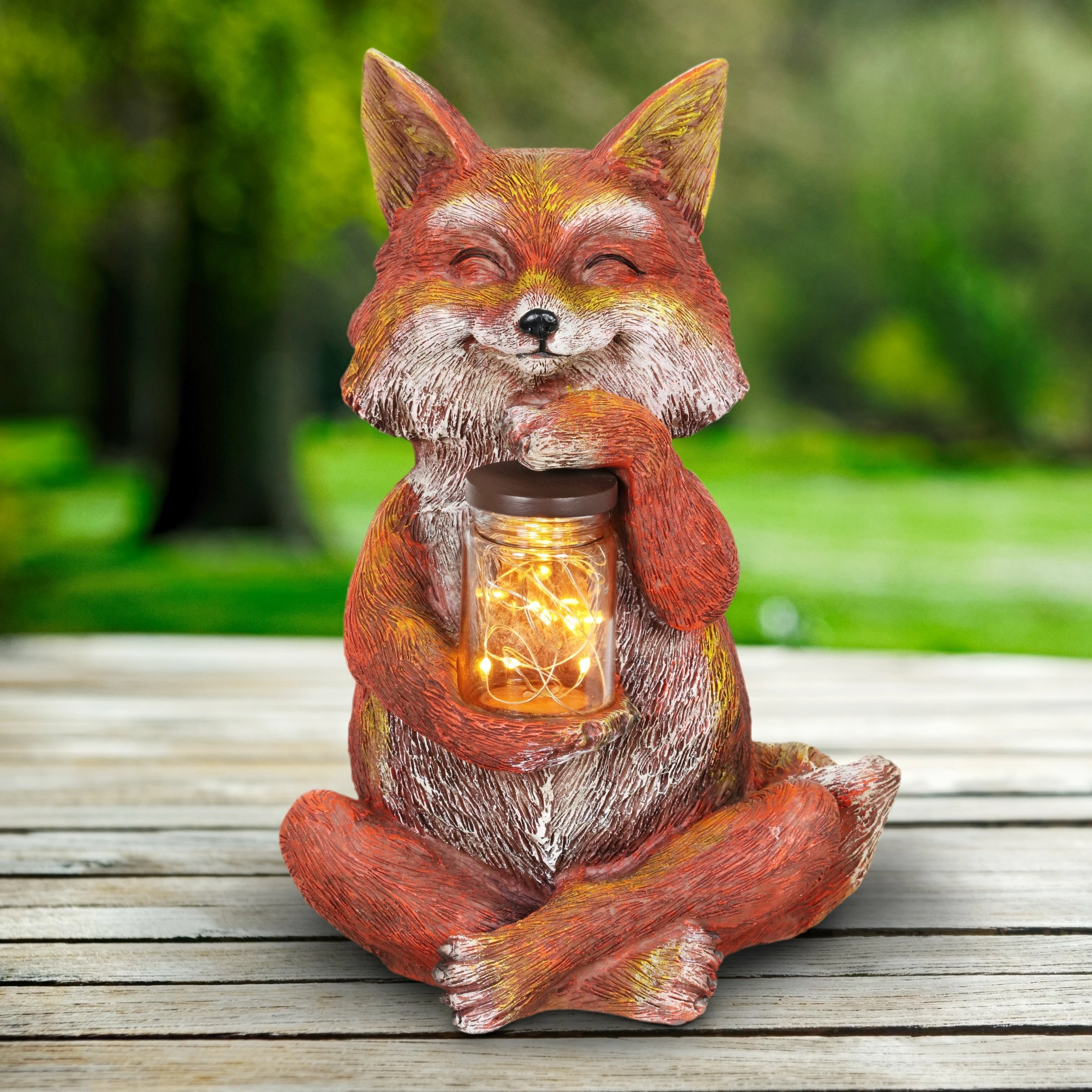 New π Coupon π₯ Exhart Solar Fox Garden Statue Holding A Glass Jar With Six LED Firefly String Lights, 6 By 11 Inches π π - Image 14