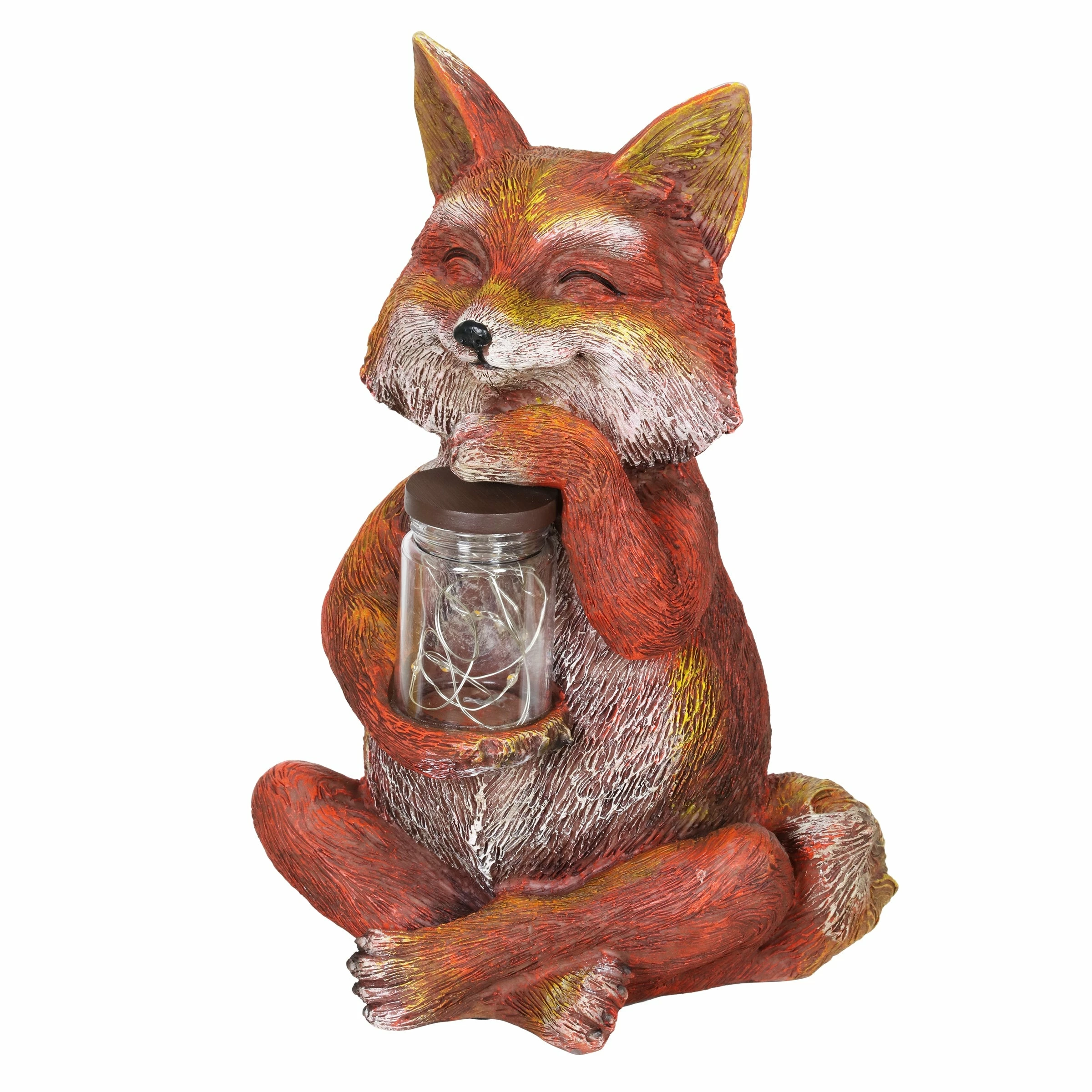 New π Coupon π₯ Exhart Solar Fox Garden Statue Holding A Glass Jar With Six LED Firefly String Lights, 6 By 11 Inches π π - Image 7