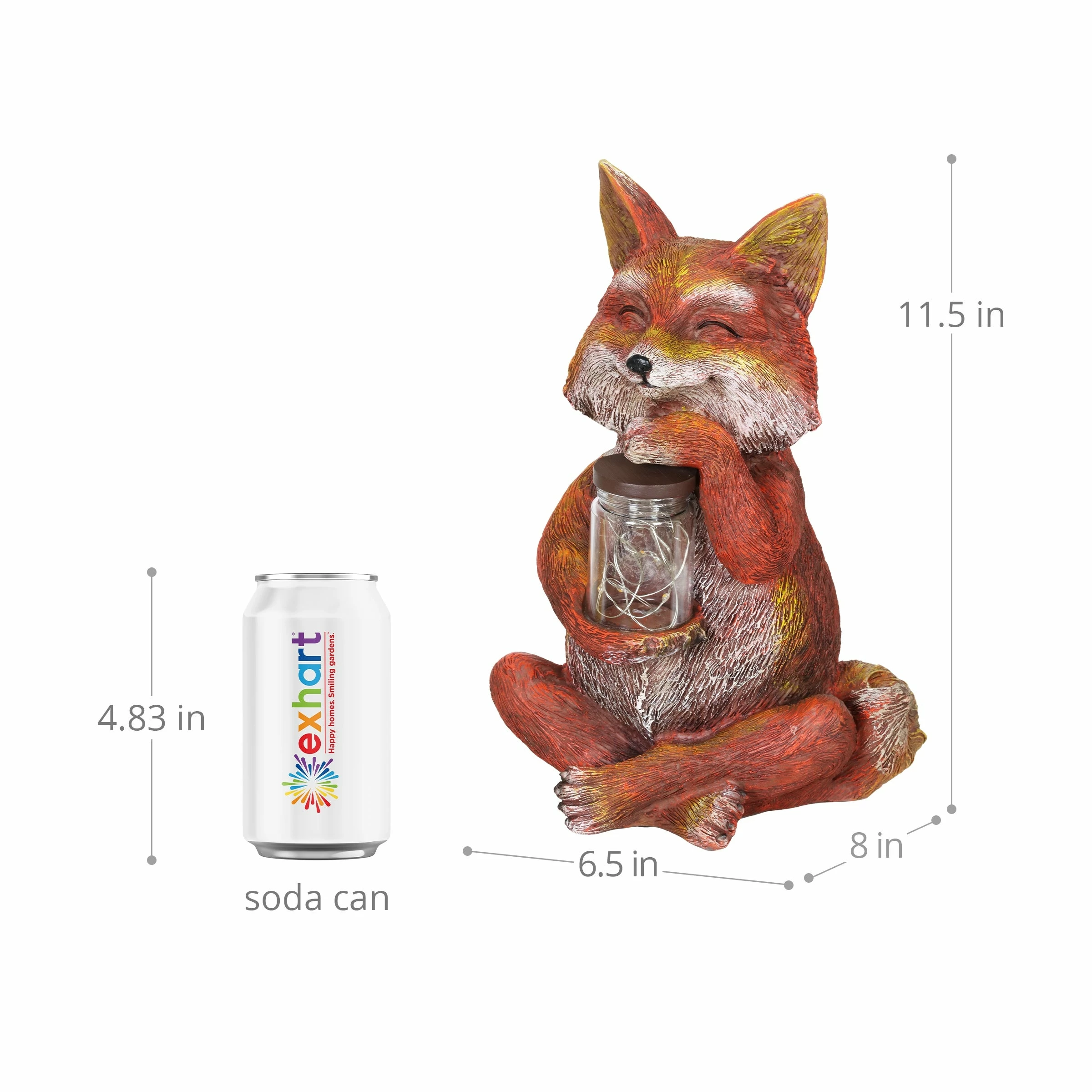New π Coupon π₯ Exhart Solar Fox Garden Statue Holding A Glass Jar With Six LED Firefly String Lights, 6 By 11 Inches π π - Image 5