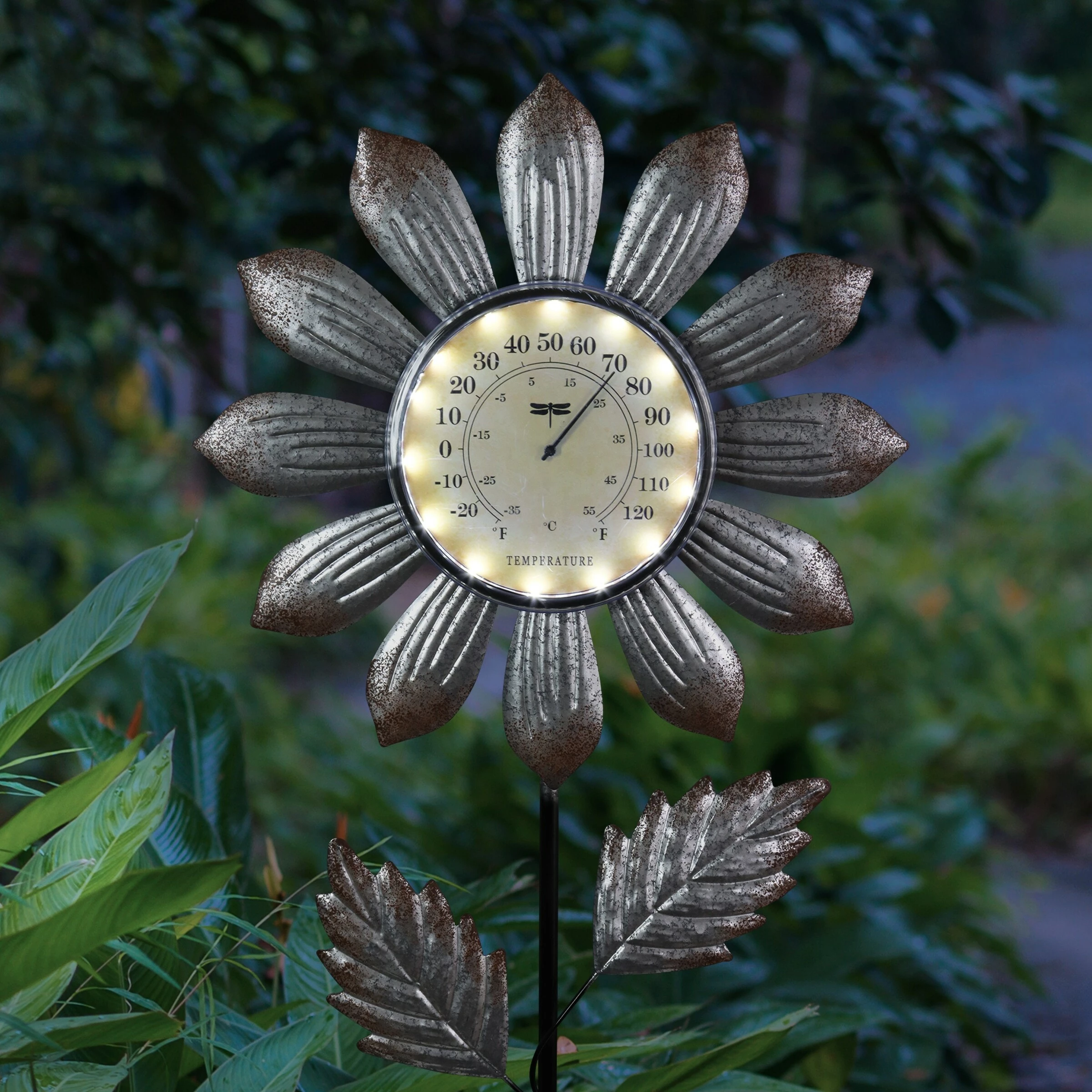 Outlet π Best deal βοΈ Exhart Solar Galvanized Metal Flower Thermometer Garden Stake, 14 By 45 Inches π β€οΈ - Image 2