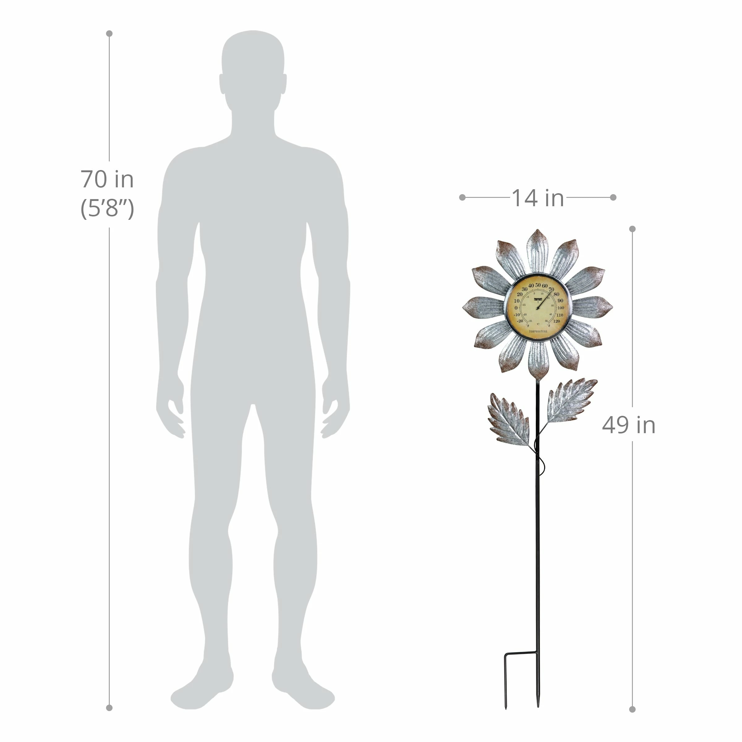 Outlet π Best deal βοΈ Exhart Solar Galvanized Metal Flower Thermometer Garden Stake, 14 By 45 Inches π β€οΈ - Image 4