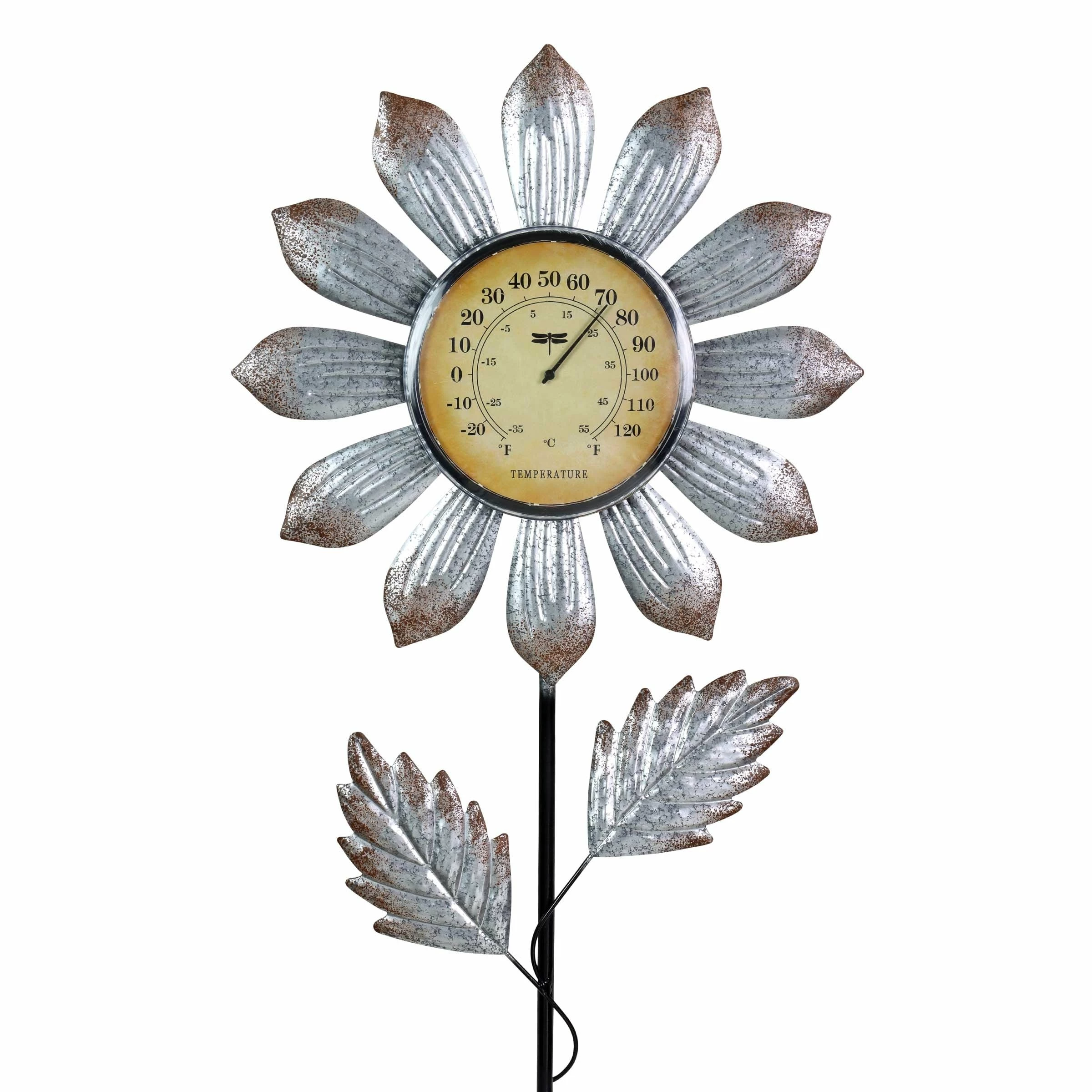 Outlet π Best deal βοΈ Exhart Solar Galvanized Metal Flower Thermometer Garden Stake, 14 By 45 Inches π β€οΈ