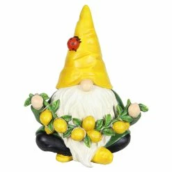 Best Pirce 💯 Cheap 🤩 Exhart Solar Garden Gnome Statue With LED Ladybug And Lemon Garland, 7.5 By 9.5 Inches ✨ 🛒