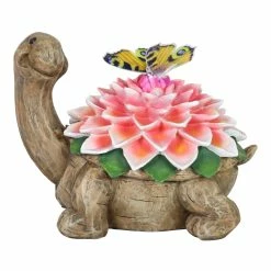 Flash Sale ⭐ New ✔️ Exhart Solar Garden Turtle Statue With Fiber Optic Color Changing Butterfly, 9 Inch 😀 🥰