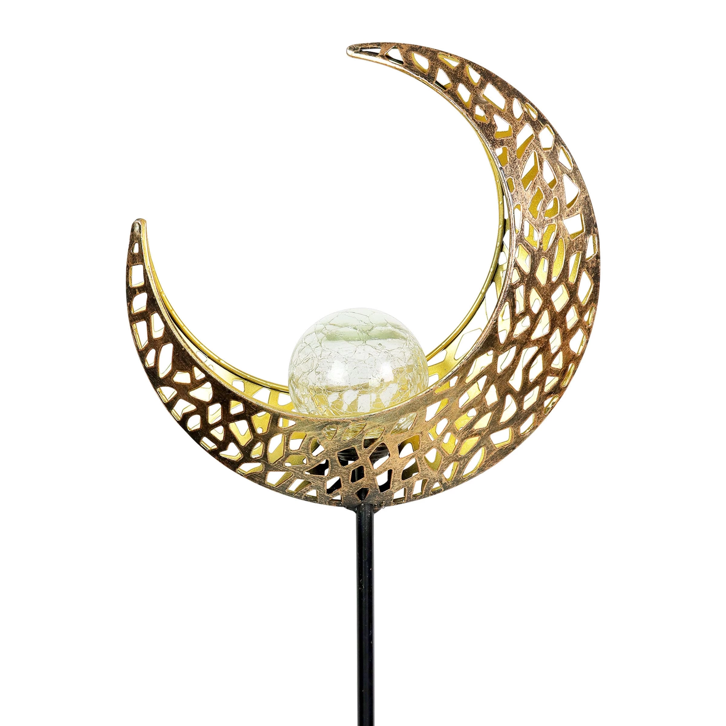 Best Pirce β¨ Cheap π Exhart Solar Golden Metal Filigree Crescent Moon Garden Stake With Illuminating Crackle Ball, 35.5 Inches Tall π₯ π―
