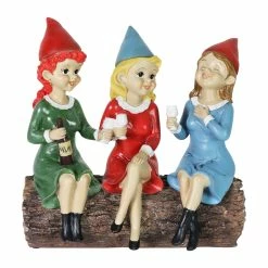 Hot Sale 💯 Brand new 🛒 Exhart Solar Good Time Gals Drinking Wine Gnomes, 5 By 9 Inches 🤩 👏