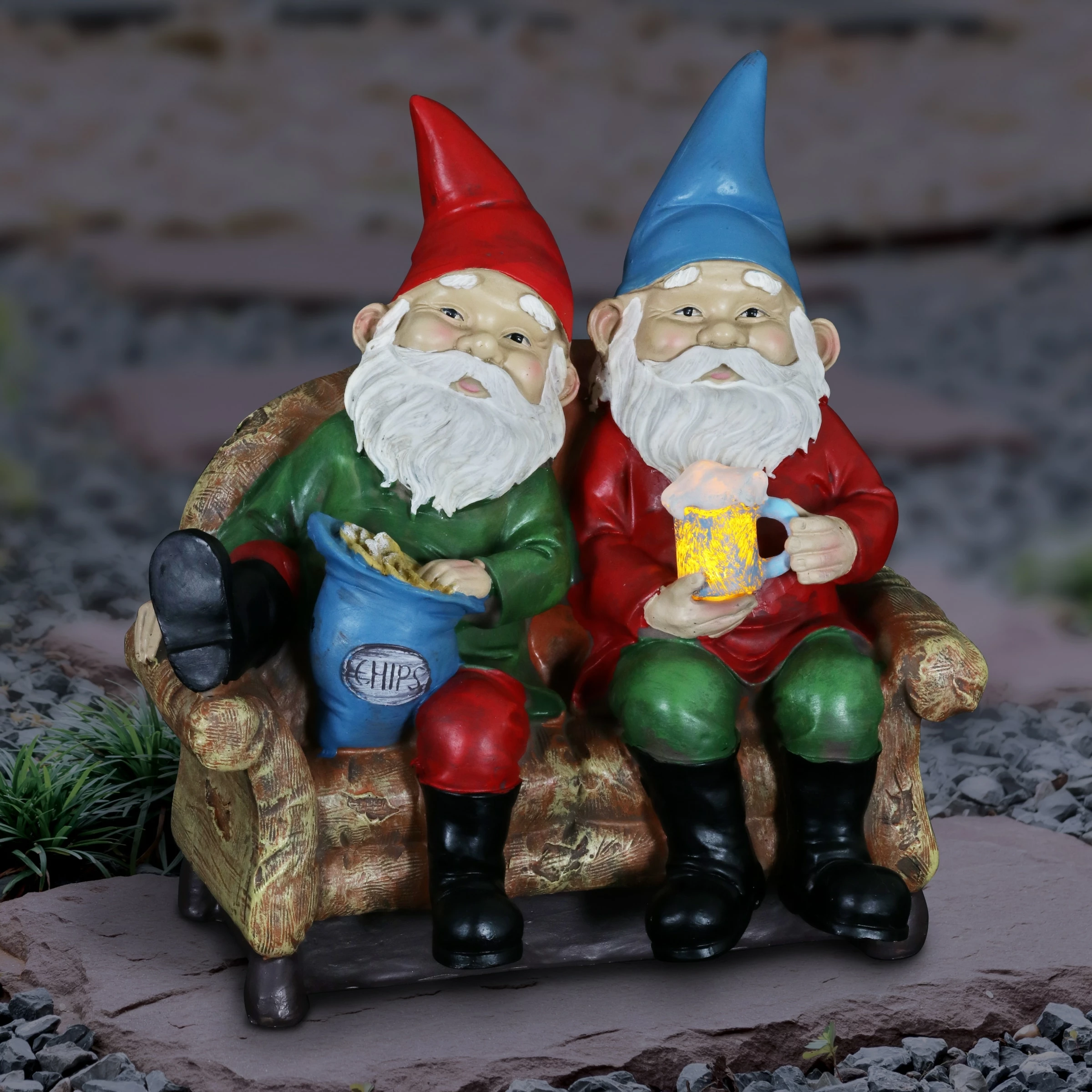 New β€οΈ Hot Sale π Exhart Solar Good Time Lazy Couch Potato Gnomes Eating Chips And Drinking Beer Garden Statue, 10 Inch π€© β 4 New β€οΈ Hot Sale π Exhart Solar Good Time Lazy Couch Potato Gnomes Eating Chips And Drinking Beer Garden Statue, 10 Inch π€© β - Image 2