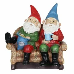 New ❤️ Hot Sale 😉 Exhart Solar Good Time Lazy Couch Potato Gnomes Eating Chips And Drinking Beer Garden Statue, 10 Inch 🤩 ⌛