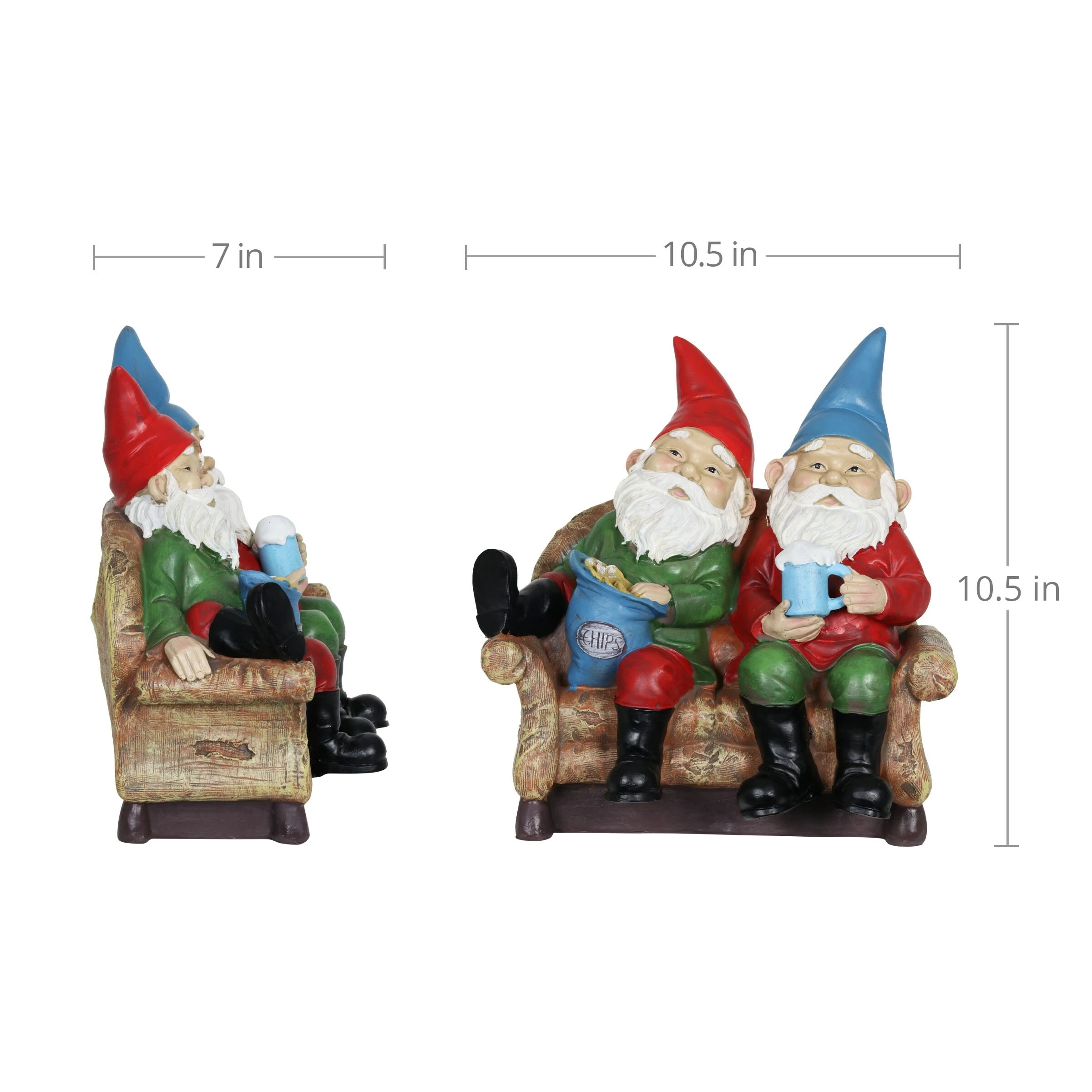 New β€οΈ Hot Sale π Exhart Solar Good Time Lazy Couch Potato Gnomes Eating Chips And Drinking Beer Garden Statue, 10 Inch π€© β 6 New β€οΈ Hot Sale π Exhart Solar Good Time Lazy Couch Potato Gnomes Eating Chips And Drinking Beer Garden Statue, 10 Inch π€© β - Image 4