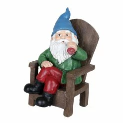 Cheap 👏 Best Pirce 🤩 Exhart Solar Good Time Smoking Sam Gnome In Adirondack Chair Garden Statuary, 8.5 By 10.5 Inches 😍 🔥