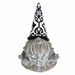 Best Pirce 👍 Cheapest ❤️ Exhart Solar Grey Gnome With Black And White Pattern Hat Garden Statue, 7 By 11 Inches 🌟 ⭐