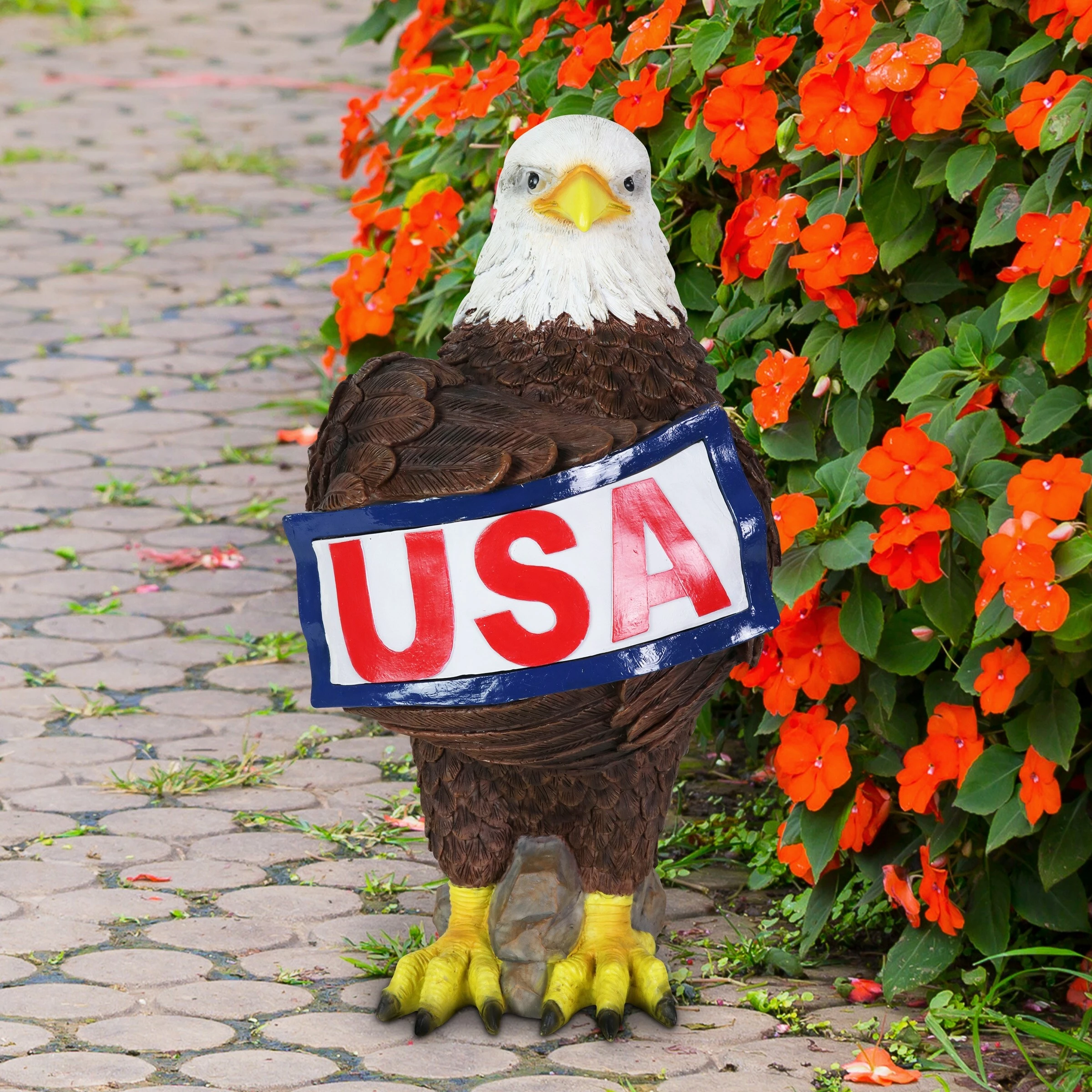 Budget π― Cheapest π Exhart Solar Hand Painted Bald Eagle Garden Statue With Illuminating USA Sign, 7.5 By 12 Inches π₯ π - Image 3