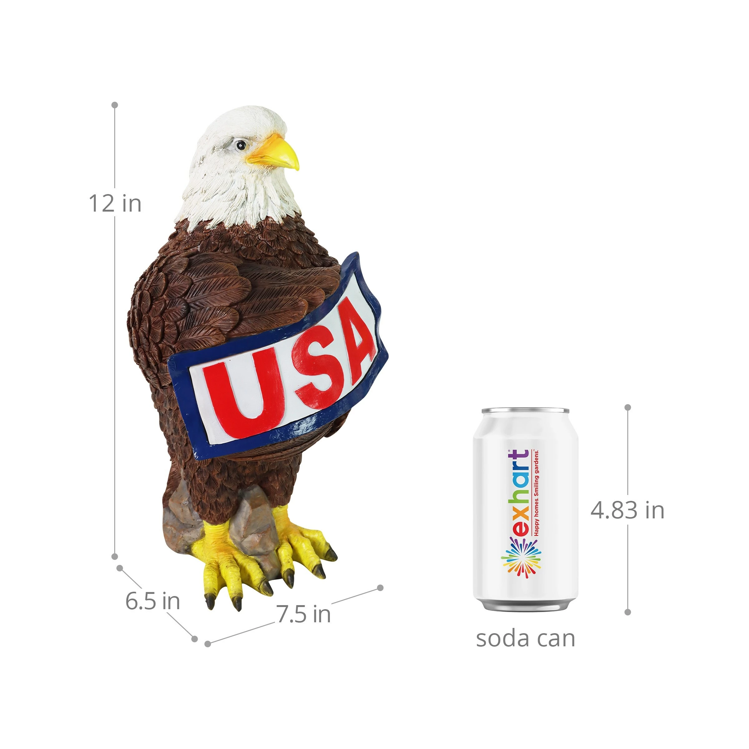 Budget π― Cheapest π Exhart Solar Hand Painted Bald Eagle Garden Statue With Illuminating USA Sign, 7.5 By 12 Inches π₯ π - Image 4