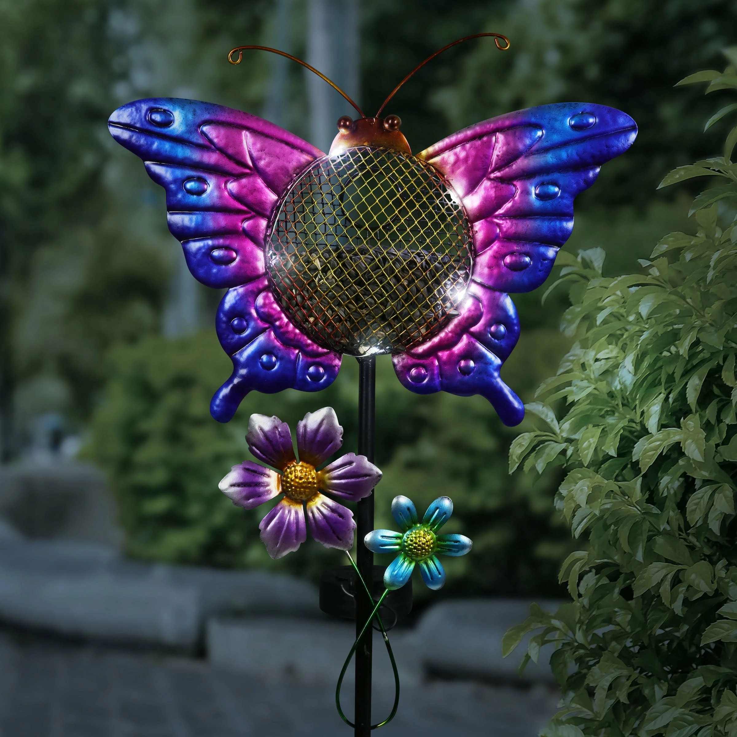 Best reviews of π Wholesale π― Exhart Solar Hand Painted Butterfly Metal Mesh Pellet Bird Feeder Garden Stake, 12.5 By 36 Inches β 𧨠- Image 2