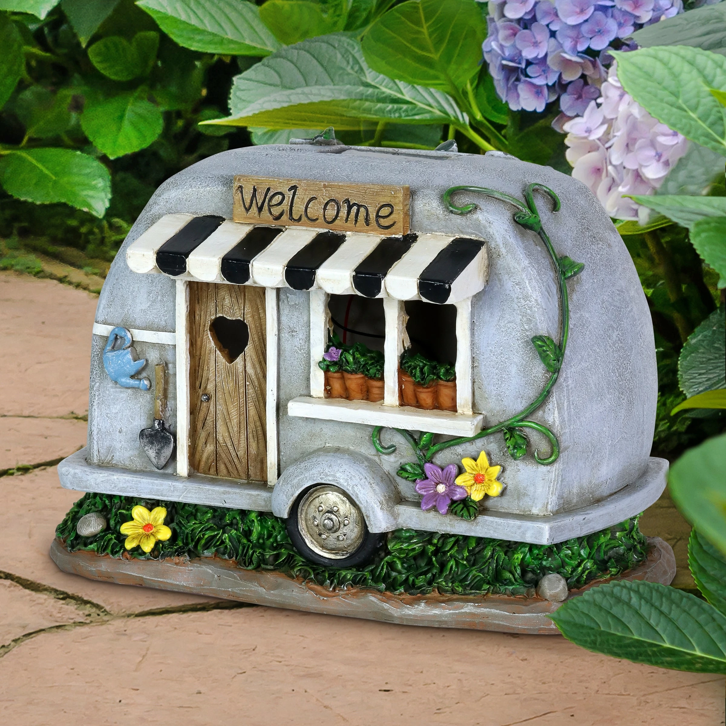 Cheap π Deals β¨ Exhart Solar Hand Painted Camping Trailer Statue With Welcome Sign, 5 By 6 Inches β€οΈ β - Image 3