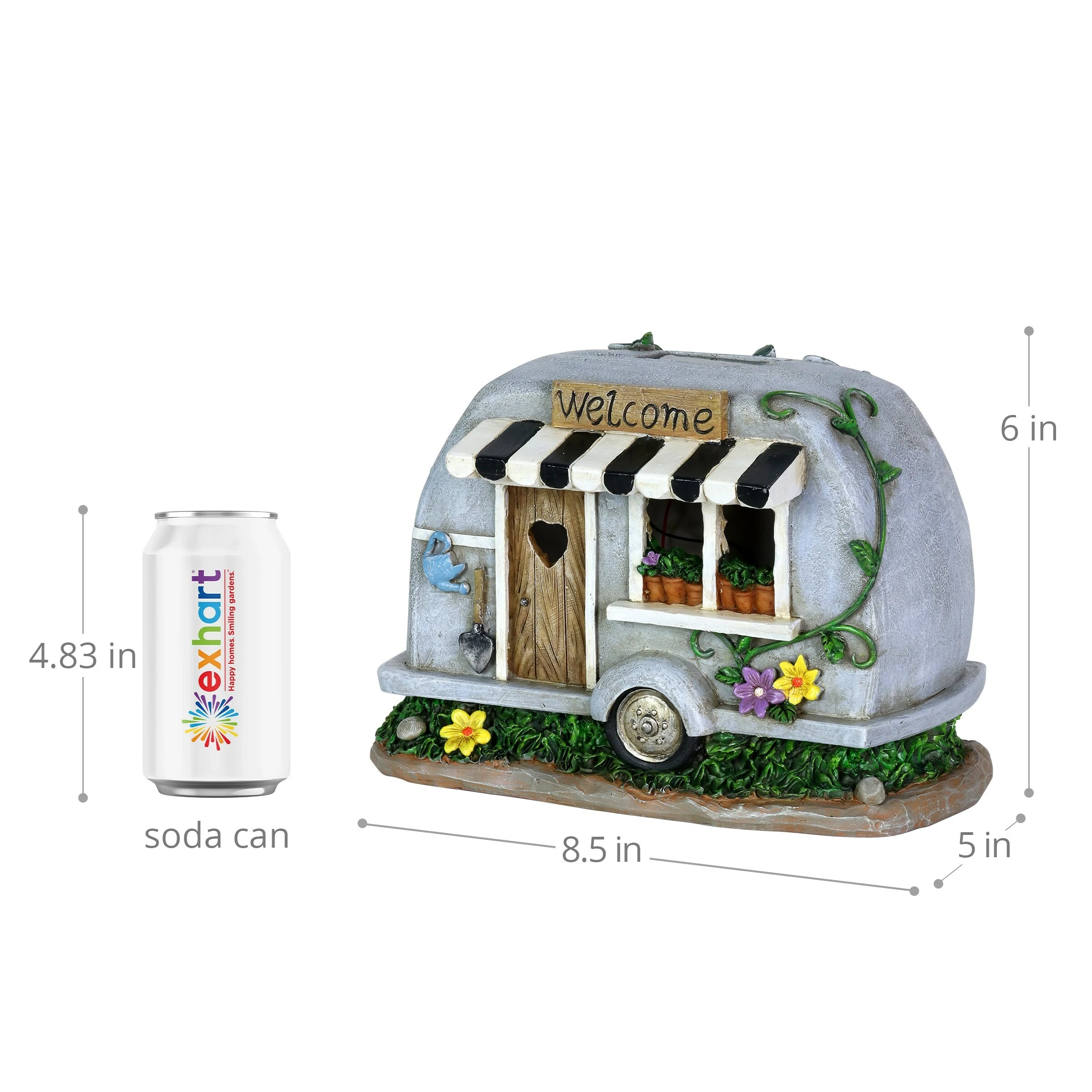 Cheap π Deals β¨ Exhart Solar Hand Painted Camping Trailer Statue With Welcome Sign, 5 By 6 Inches β€οΈ β - Image 4