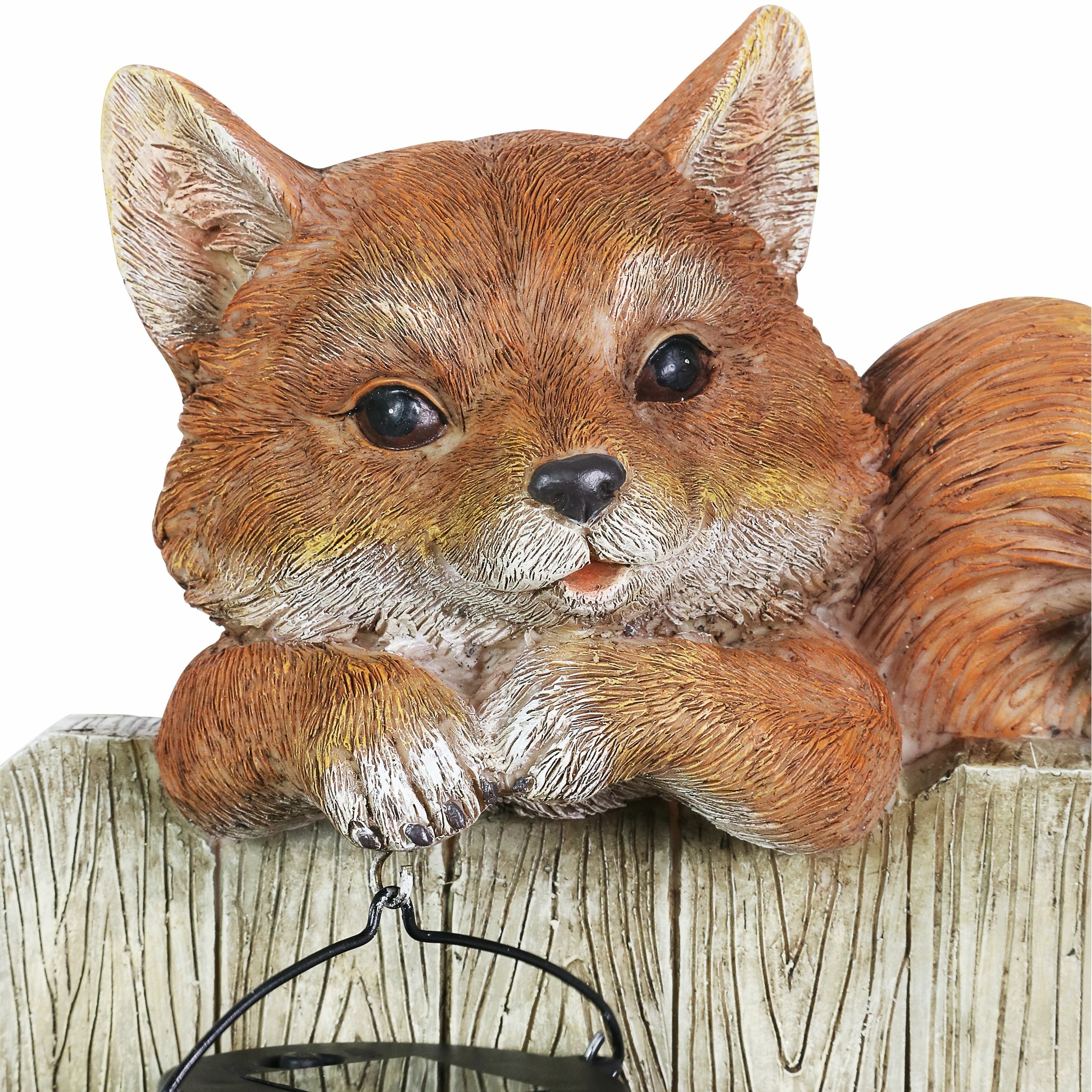 New π€© Budget π Exhart Solar Hand Painted Fox Garden Statue With A Lantern Jar Of LED Bumblebees By A Welcome Fence, 9.5 By 11 Inches π β - Image 5