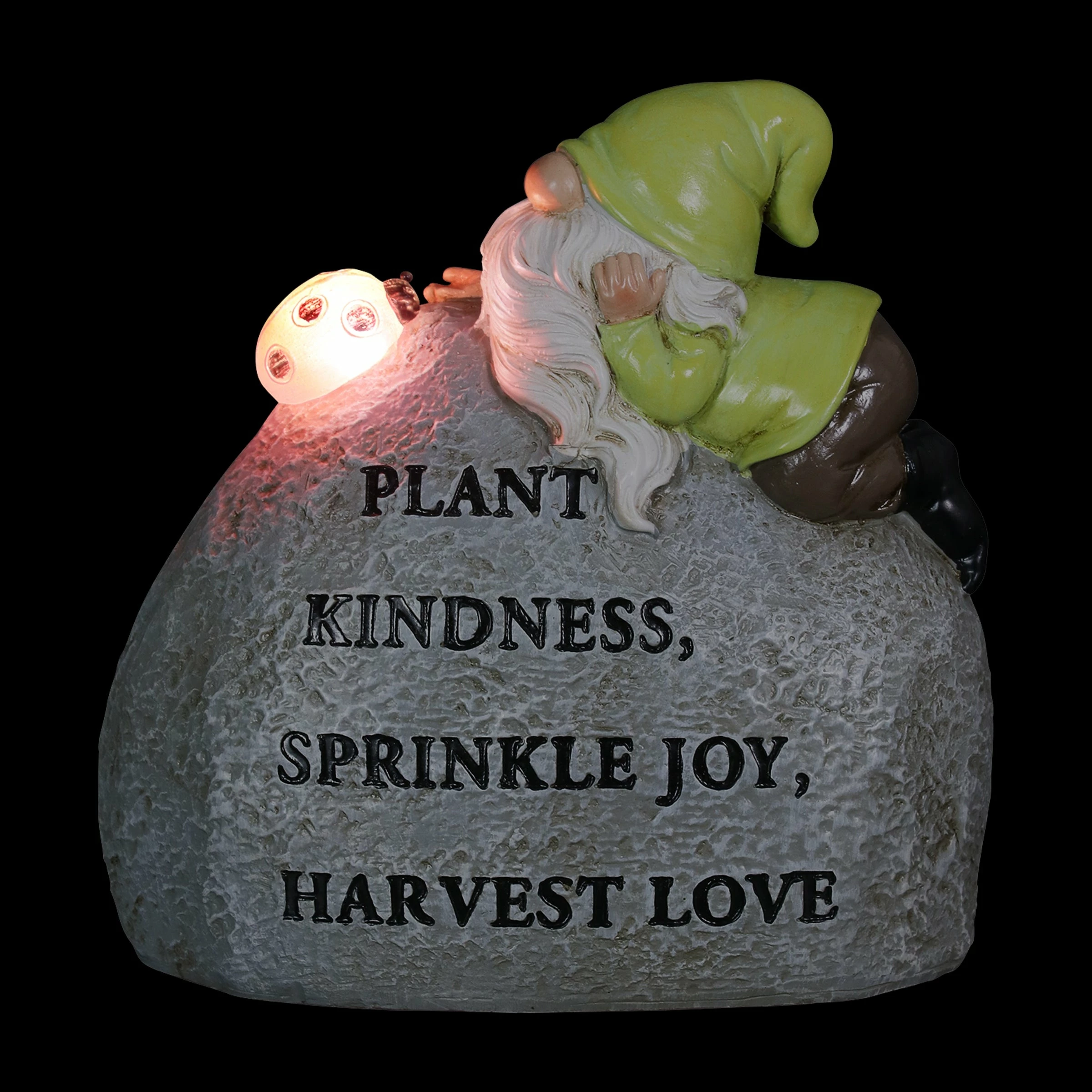 New π Brand new β Exhart Solar Hand Painted Gnome Inspirational Kindness And Joy Garden Stone Statue With LED Lady Bug, 3 By 5 Inches π π - Image 12