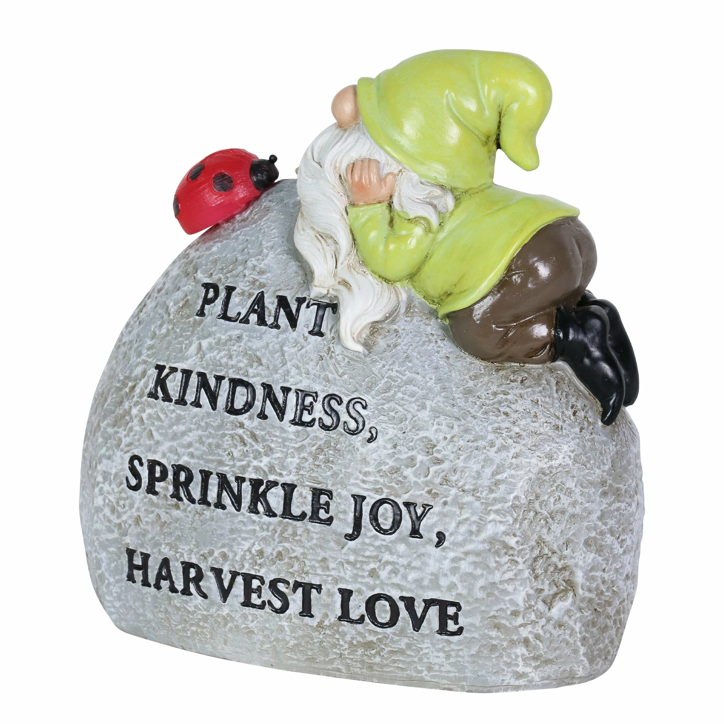 New π Brand new β Exhart Solar Hand Painted Gnome Inspirational Kindness And Joy Garden Stone Statue With LED Lady Bug, 3 By 5 Inches π π - Image 7