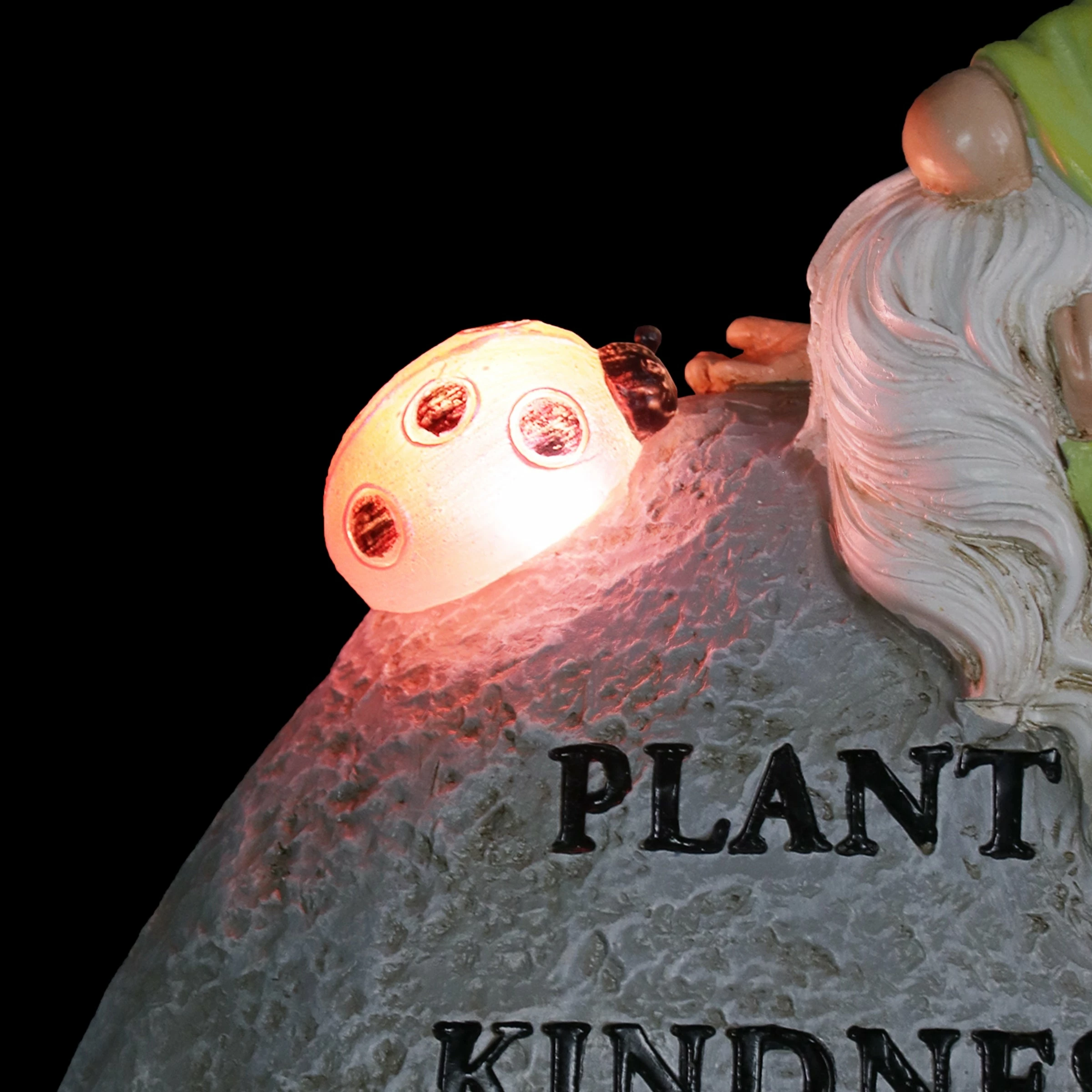 New π Brand new β Exhart Solar Hand Painted Gnome Inspirational Kindness And Joy Garden Stone Statue With LED Lady Bug, 3 By 5 Inches π π - Image 8