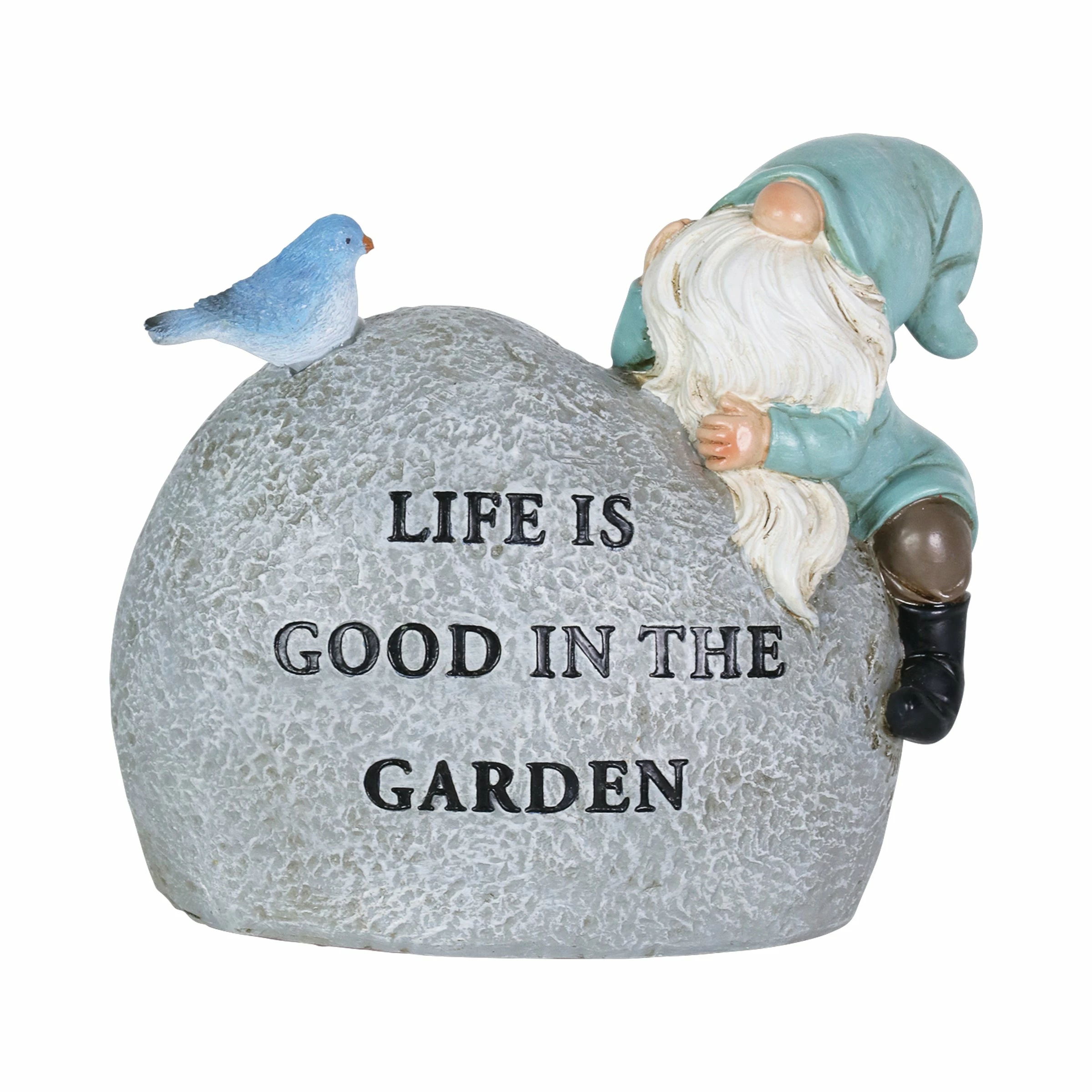Best Pirce π Hot Sale π Exhart Solar Hand Painted Gnome Inspirational Life Garden Stone Statue With LED Bird, 3 By 5 Inches βοΈ π₯°