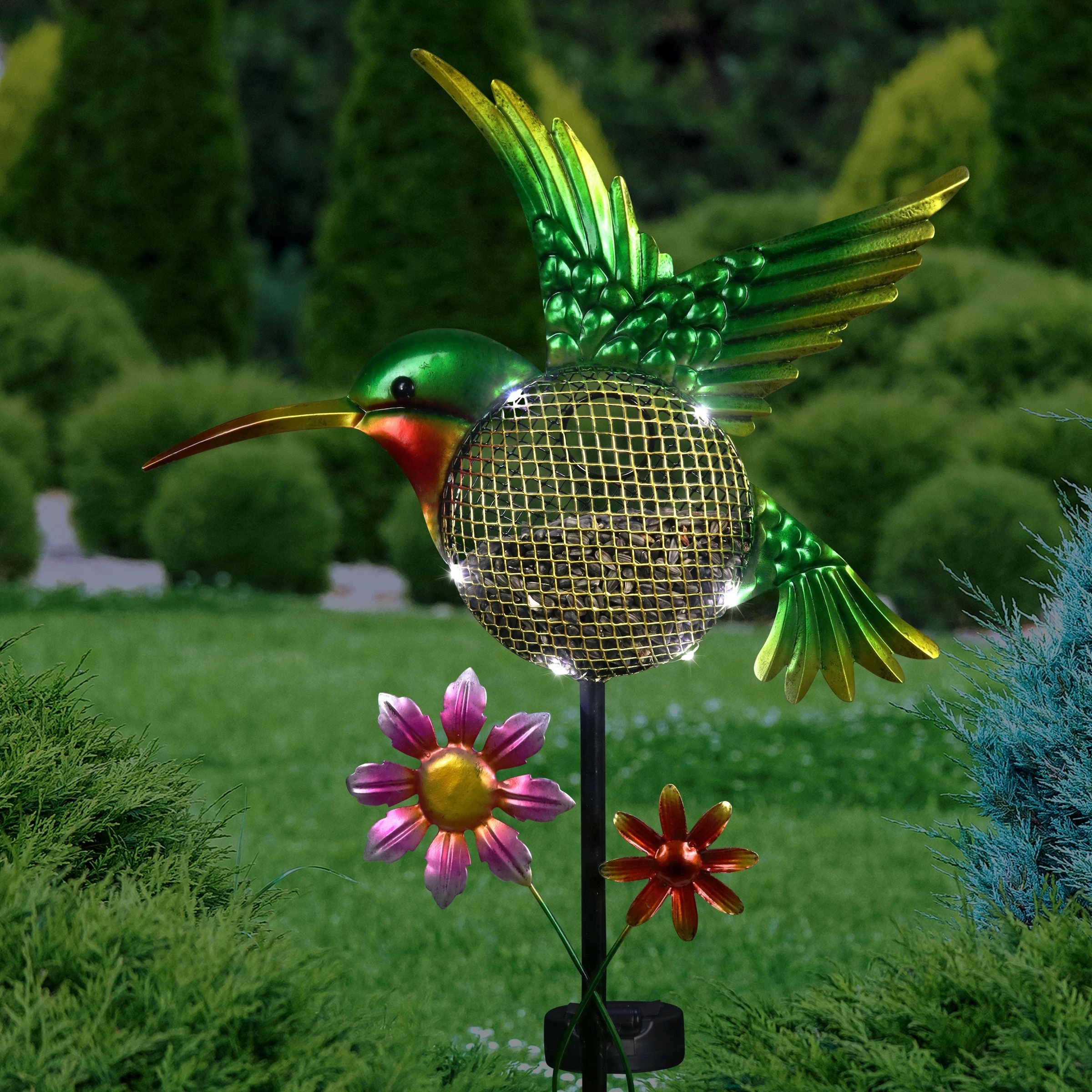 Cheap π Best deal βοΈ Exhart Solar Hand Painted Hummingbird Metal Mesh Pellet Bird Feeder Garden Stake, 12.5 By 36 Inches π₯° β¨ - Image 2