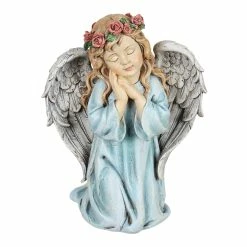 Deals 🧨 Top 10 🧨 Exhart Solar Hand Painted Little Girl Angel Garden Statue With LED Flower Garland, 8.5 By 10.5 Inches ❤️ ✔️