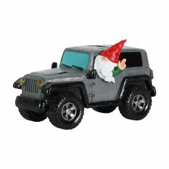 Budget 🌟 Cheap 🌟 Exhart Solar Hand Painted Off-roading Jeep Driving Gnome Garden Statue, 11 By 6.5 Inches Red ⌛ 👏
