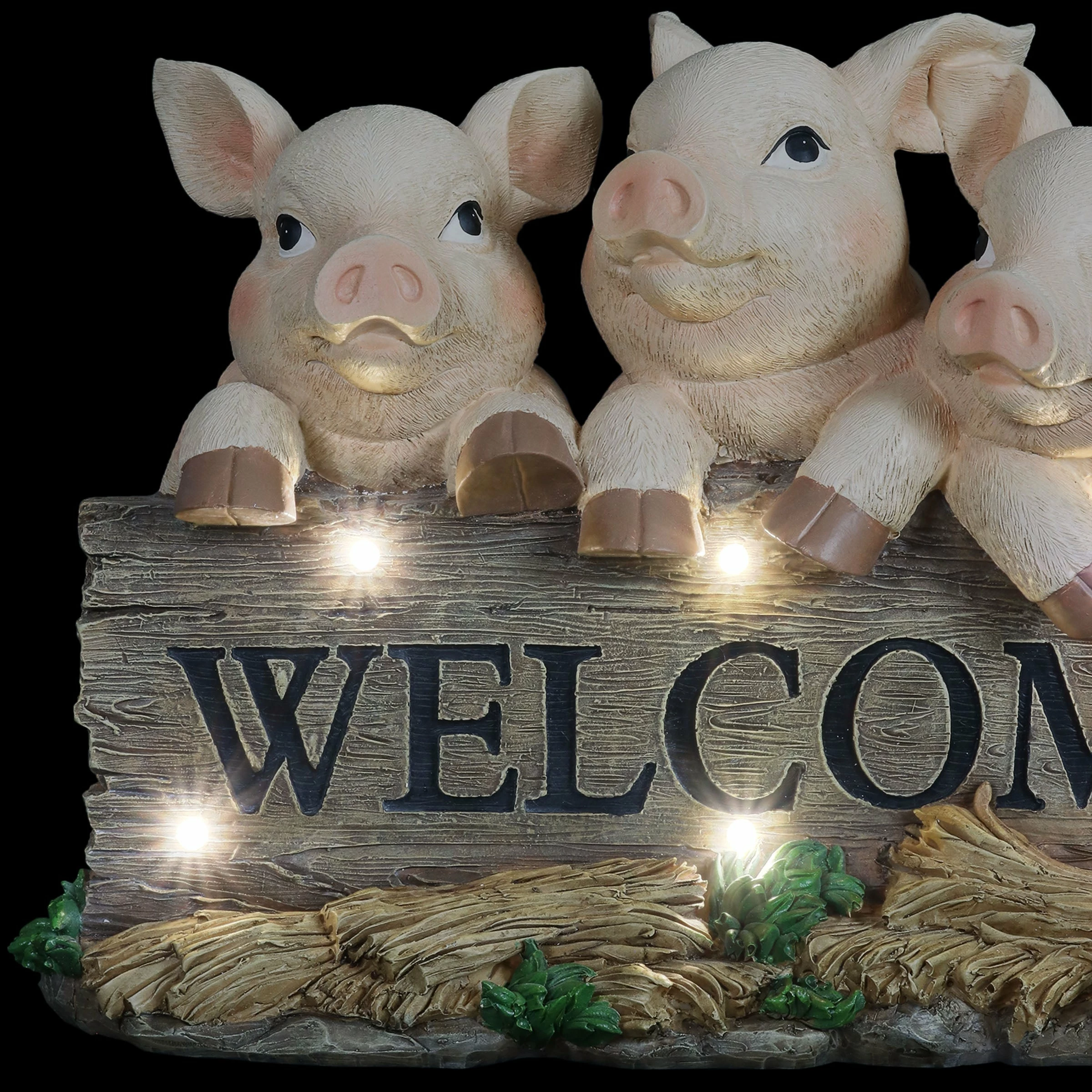 Hot Sale βοΈ Wholesale π Exhart Solar Hand Painted Pigs On A Welcome Log Garden Statue, 12.5 By 8 Inches π π - Image 7