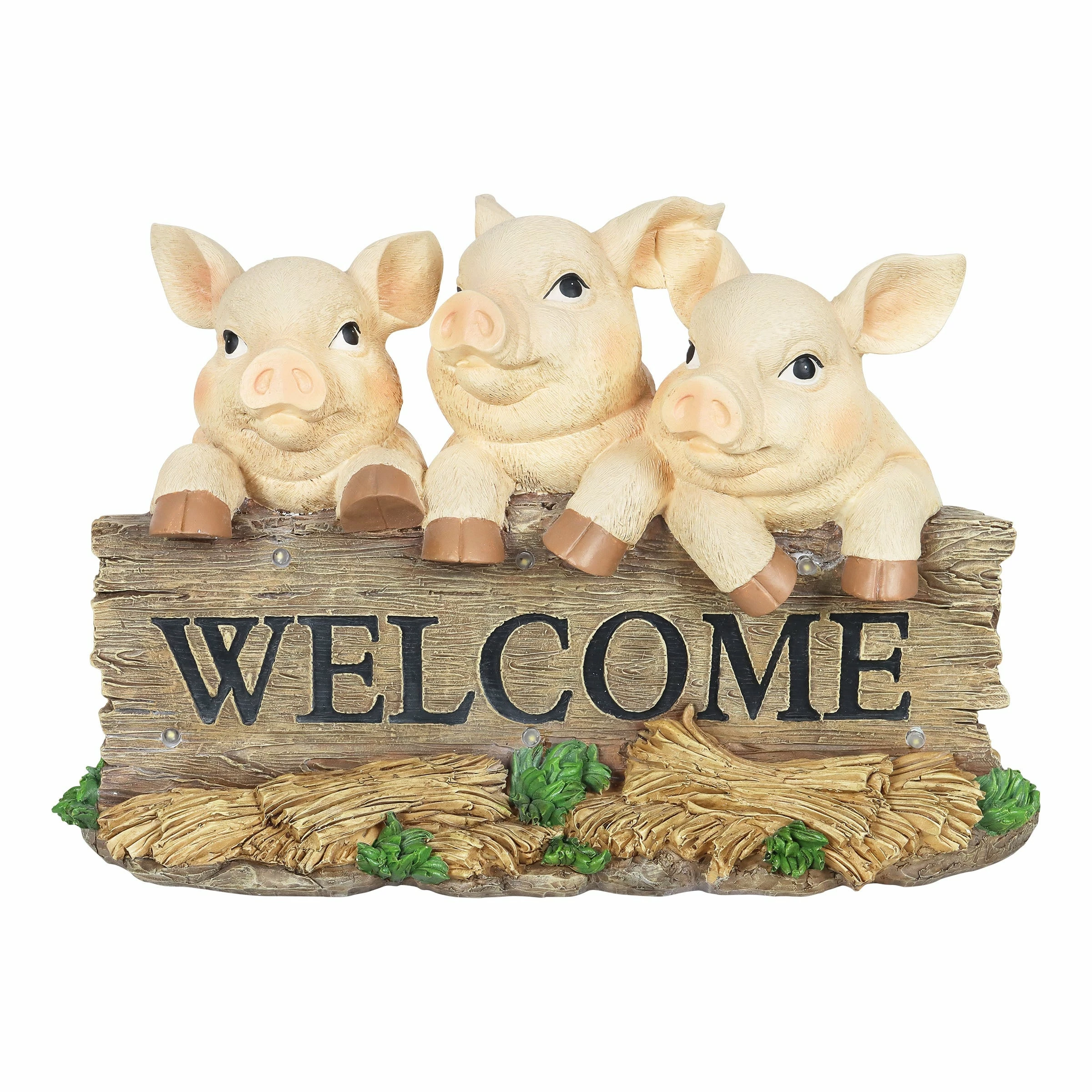 Hot Sale βοΈ Wholesale π Exhart Solar Hand Painted Pigs On A Welcome Log Garden Statue, 12.5 By 8 Inches π π