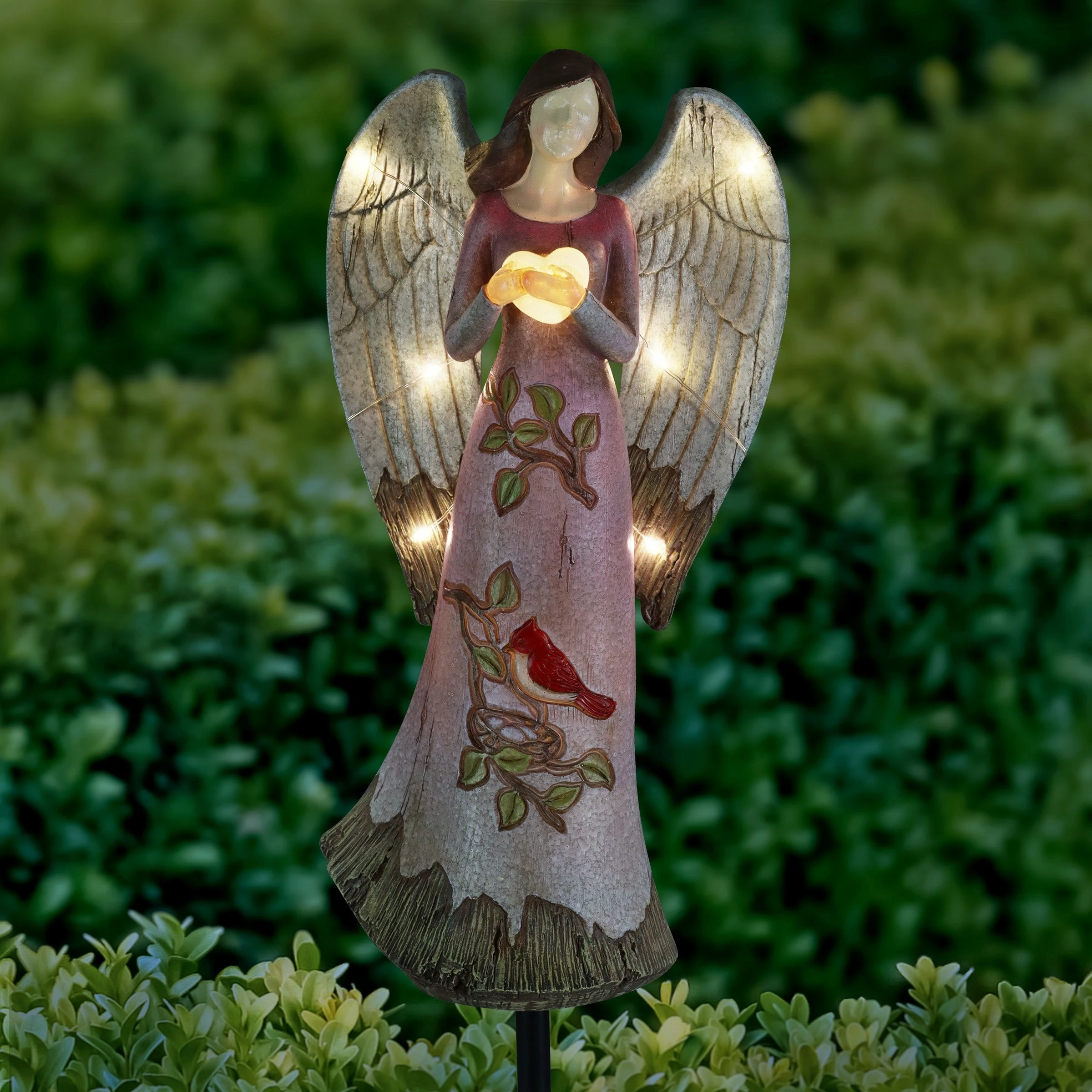 Outlet π€© Deals π Exhart Solar Hand Painted Resin Angel Stake With Heart And Cardinal, 5.5 By 18 Inches π€© π 4 Outlet π€© Deals π Exhart Solar Hand Painted Resin Angel Stake With Heart And Cardinal, 5.5 By 18 Inches π€© π - Image 2