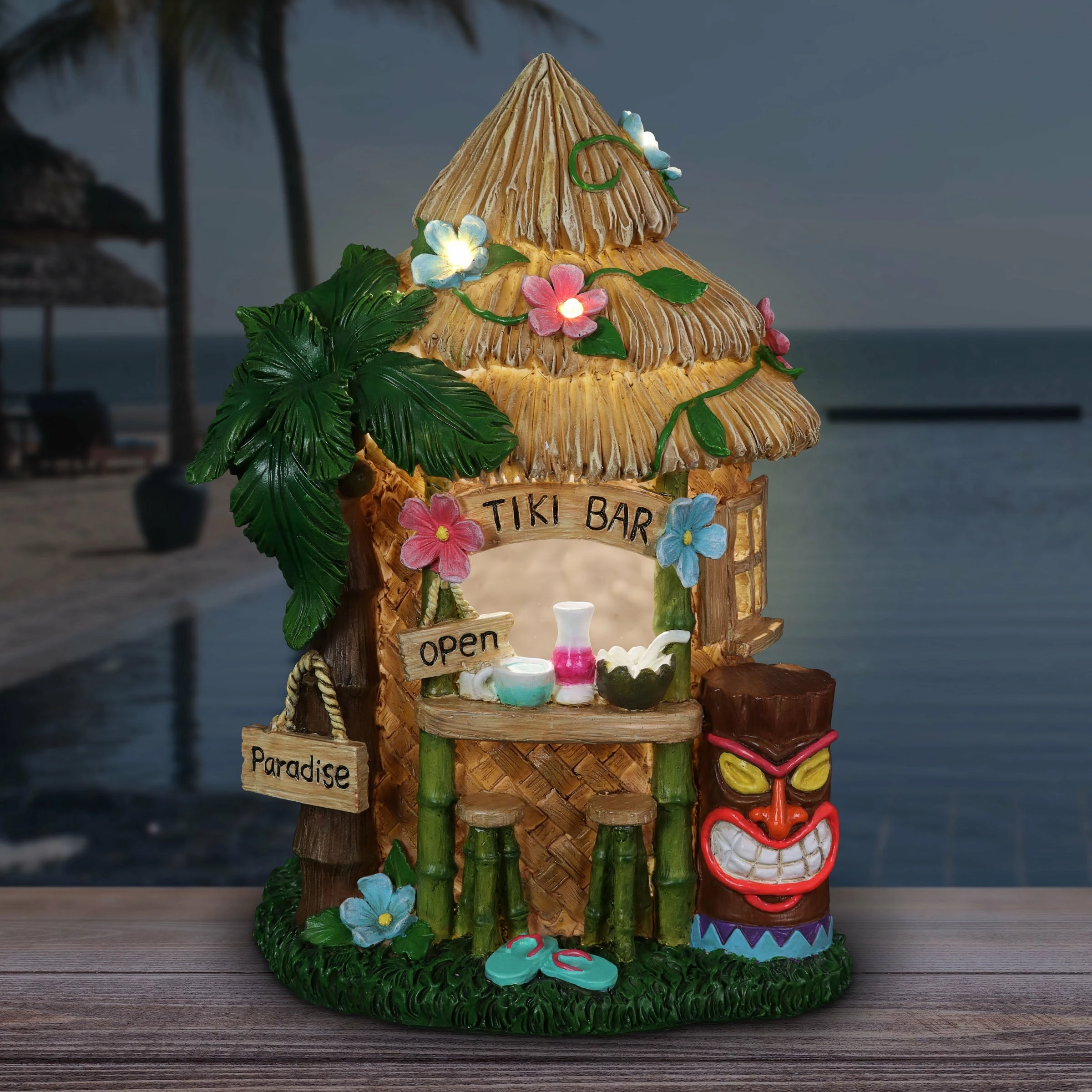 Flash Sale ๐ Discount ๐ Exhart Solar Hand Painted Tiki Bar Garden Statue, 8 By 11.5 Inches โค๏ธ ๐ - Image 2