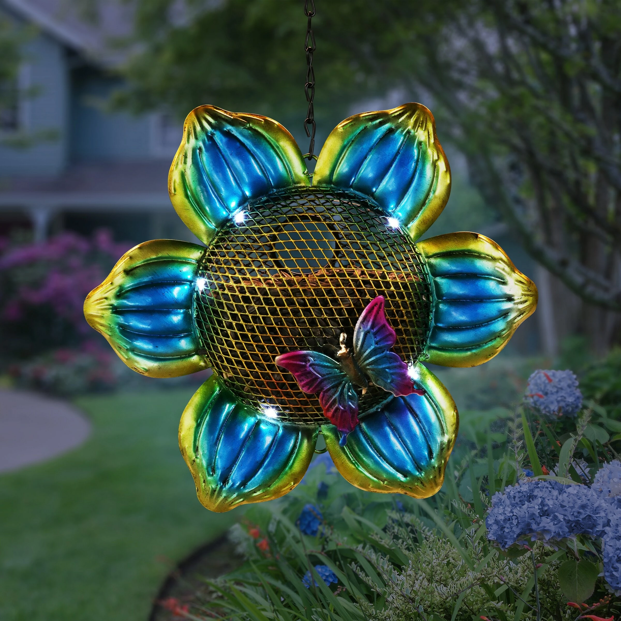 Best Sale β Promo π― Exhart Solar Hanging Metal Mesh Flower Bird Feeder, 9 By 22.5 Inches π― π€© - Image 2