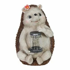 Hot Sale 💯 Top 10 🎉 Exhart Solar Hedgehog Garden Statuary With LED Firefly Jar, 10 Inches Tall 😍 🔔