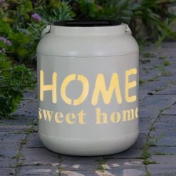 Brand new 🎉 Buy 🤩 Exhart Solar Home Sweet Home Metal Garden Lantern, 7 Inch White 💯 🎉