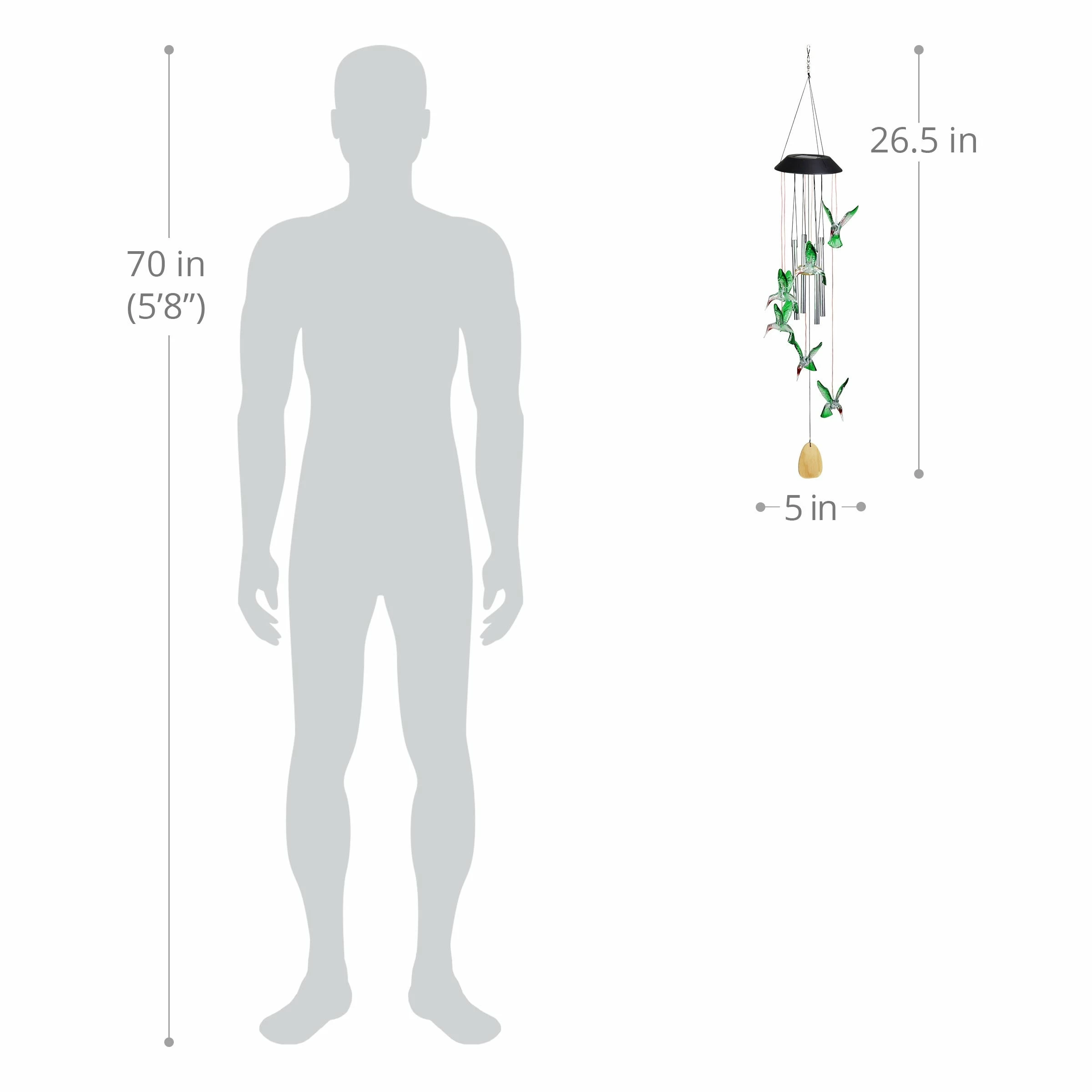 Cheap π Brand new π Exhart Solar Hummingbird Acrylic And Metal Wind Chime With Color Changing LED Lights, 5 By 26 Inches β π― - Image 4