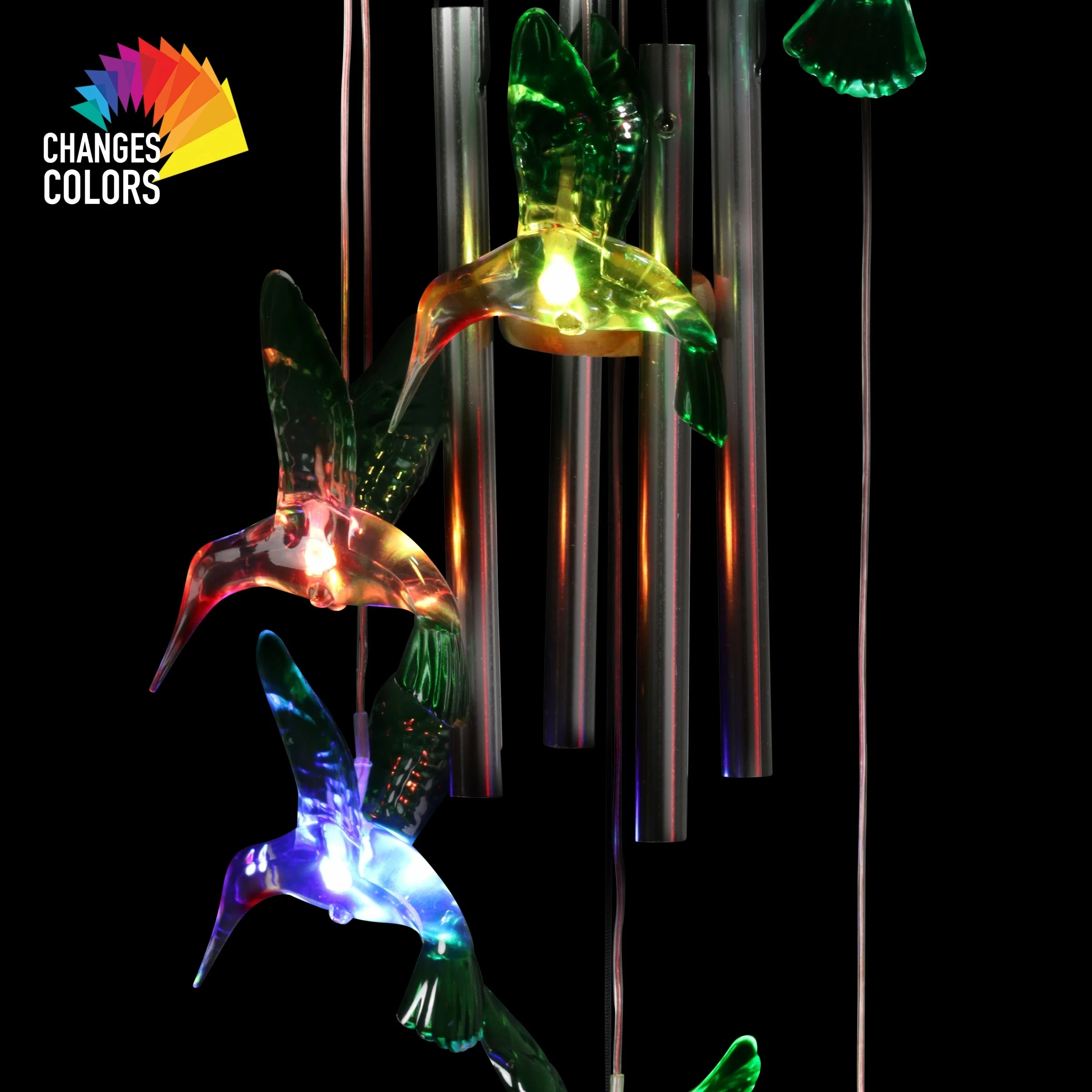 Cheap π Brand new π Exhart Solar Hummingbird Acrylic And Metal Wind Chime With Color Changing LED Lights, 5 By 26 Inches β π― - Image 8