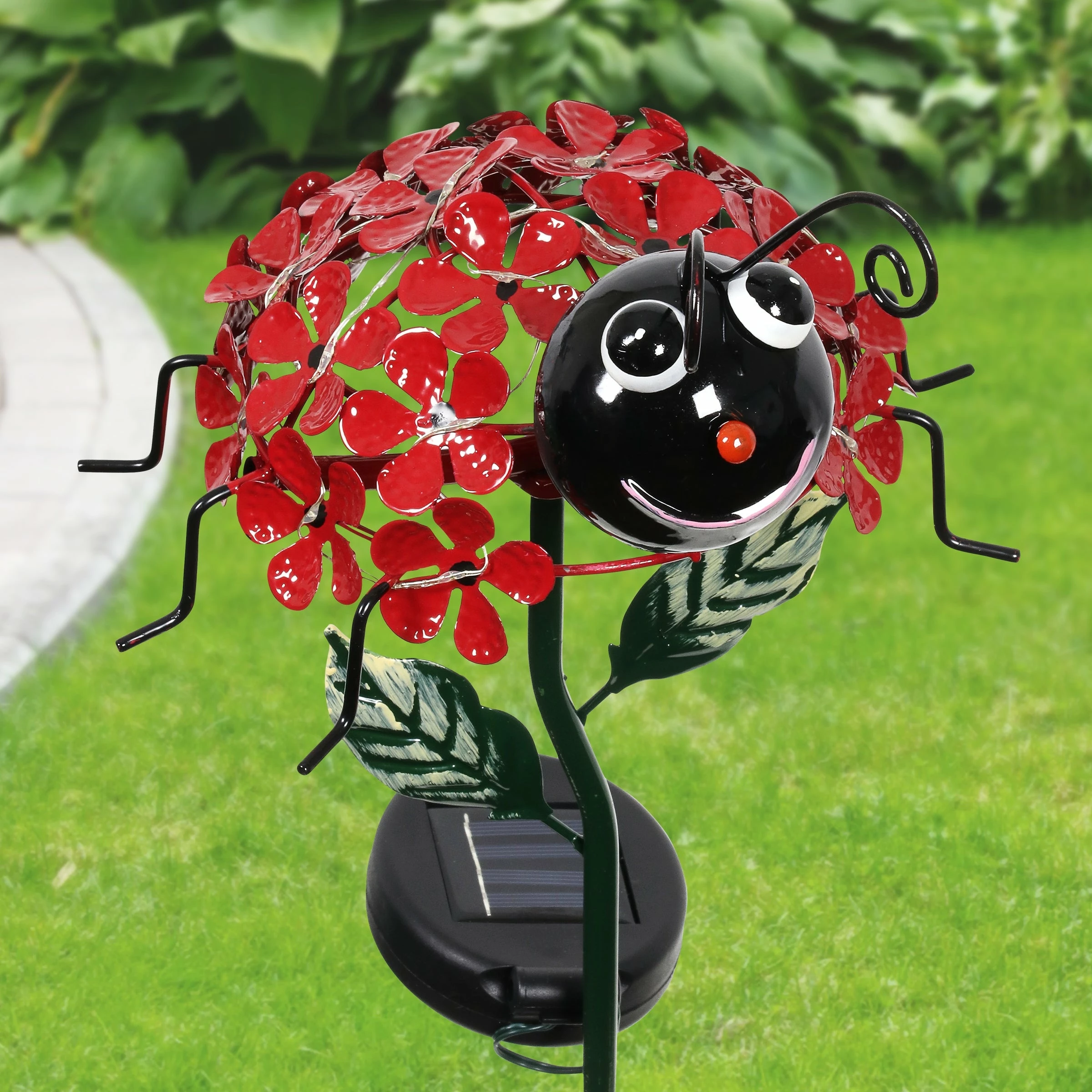 Promo π Deals β Exhart Solar Lucky Lady Bug Of Flowers With Twenty-One LED Lights Garden Stake, 8 By 26 Inches π₯ π - Image 2