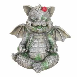 Cheap 😉 Promo 🎁 Exhart Solar Meditating Dragon Garden Statue With LED Ladybug, 11 By 10 Inches ⭐ 💯