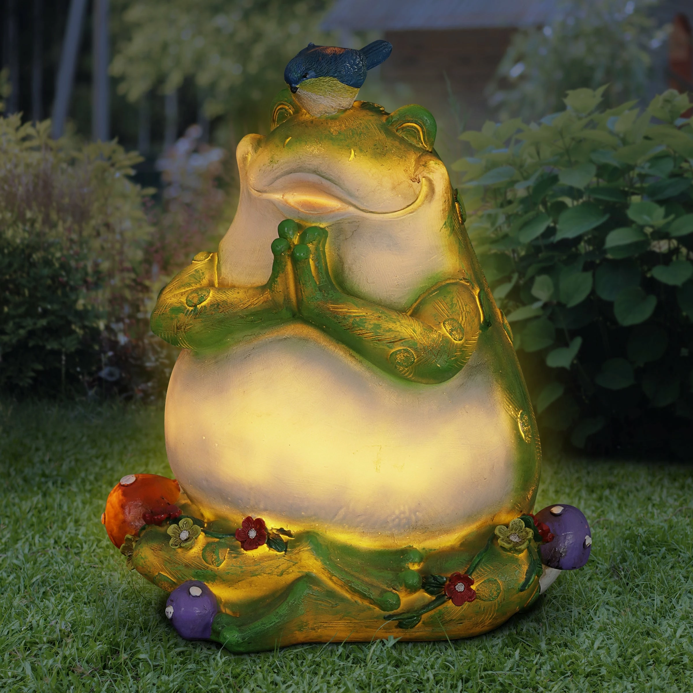 Brand new π€© Cheap π Exhart Solar Meditating Frog In Lotus Position Garden Statue, 10 Inch π€© π - Image 2