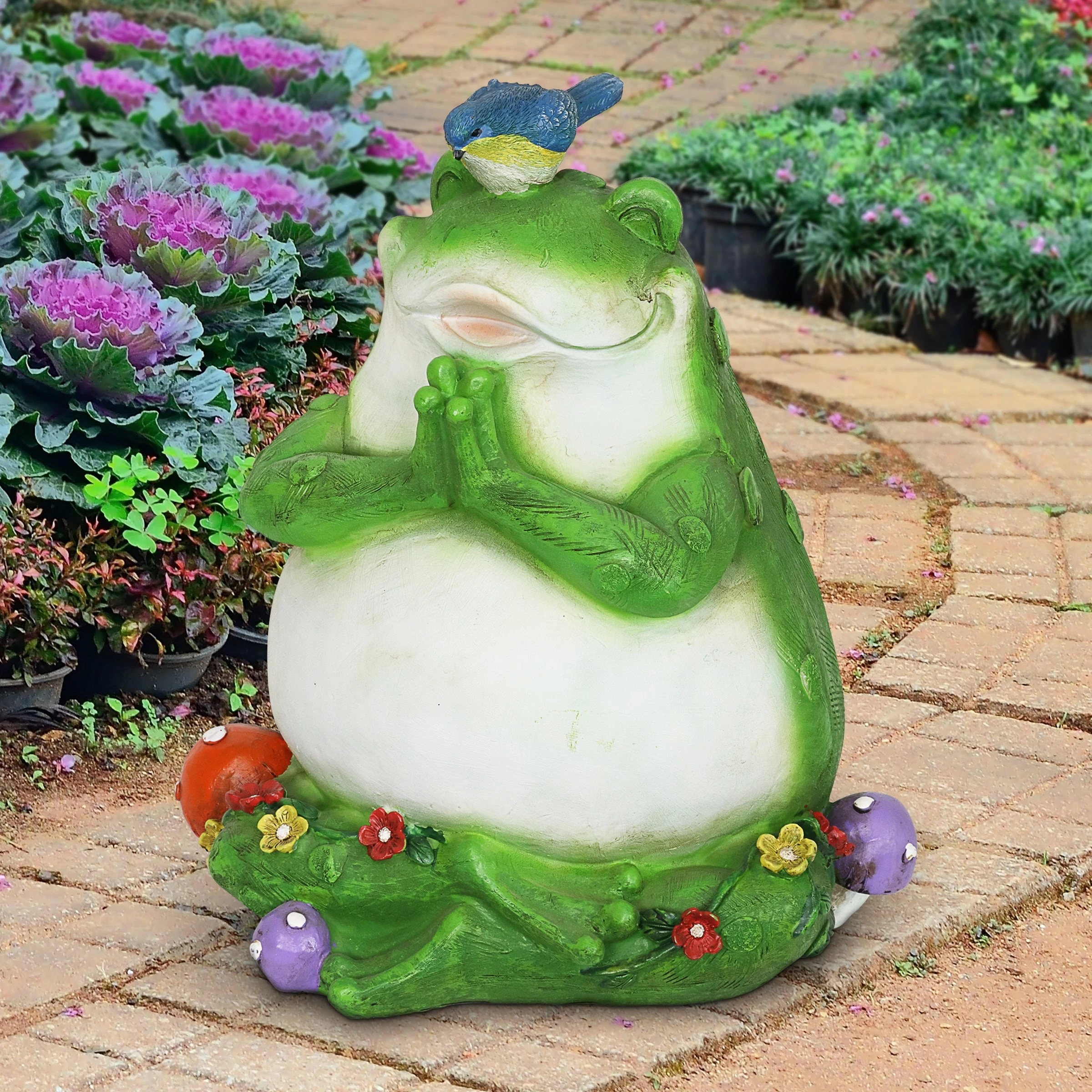 Brand new π€© Cheap π Exhart Solar Meditating Frog In Lotus Position Garden Statue, 10 Inch π€© π - Image 3