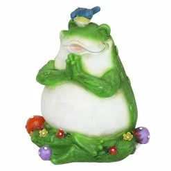Brand new 🤩 Cheap 🔔 Exhart Solar Meditating Frog In Lotus Position Garden Statue, 10 Inch 🤩 🌟
