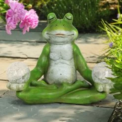 Flash Sale 🧨 New ✔️ Exhart Solar Meditating Yoga Frog Holding Two Crackle Glass Balls Garden Statue, 6 By 9 Inches 🥰 🔔 -Exhart Shop Exhart Solar Meditating Yoga Frog Holding Two Crackle Glass Balls Garden Statue2C 6 by 9 Inches 2