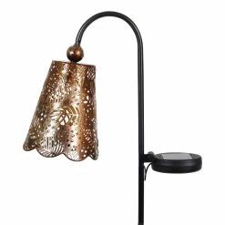 Cheapest 🔥 Deals ⭐ Exhart Solar Metal Filigree Shade Garden Stake In Bronze With Leaf Pattern, 7 By 35 Inches Tall 🌟 💯