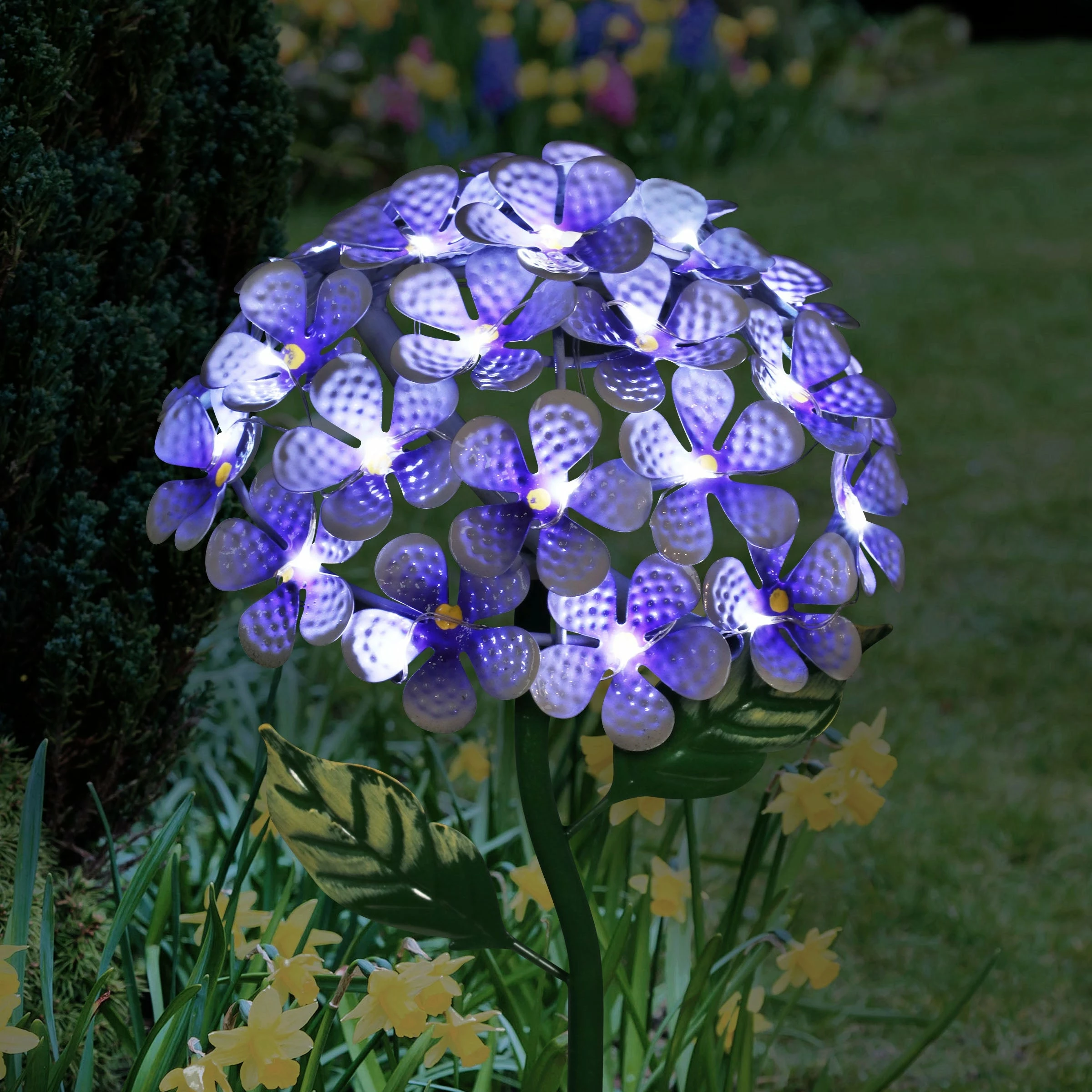 New π Hot Sale π Exhart Solar Metal Hydrangea Garden Stake With Twenty Six LED Lights, 7 By 21 Inches Purple π 𧨠- Image 2