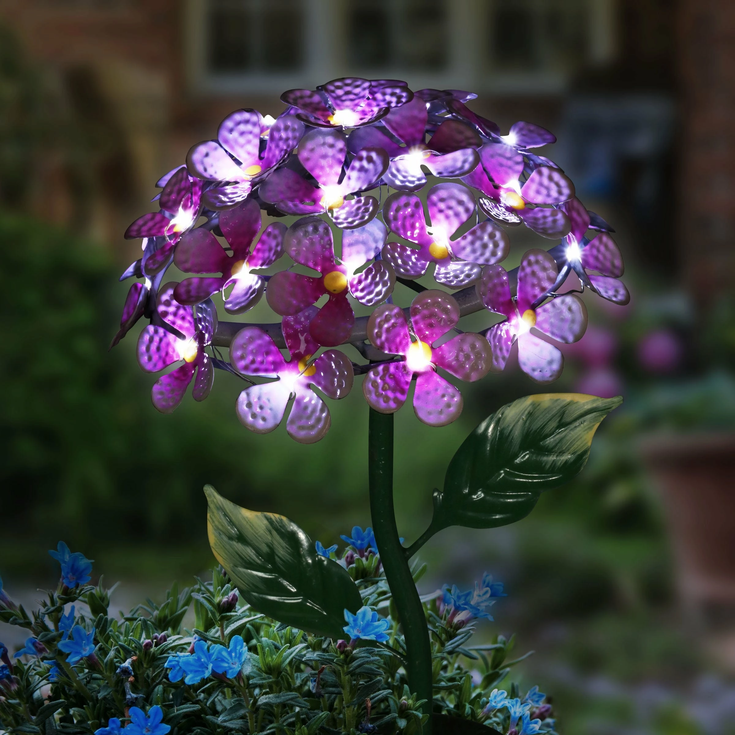 New π Hot Sale π Exhart Solar Metal Hydrangea Garden Stake With Twenty Six LED Lights, 7 By 21 Inches Purple π 𧨠- Image 15